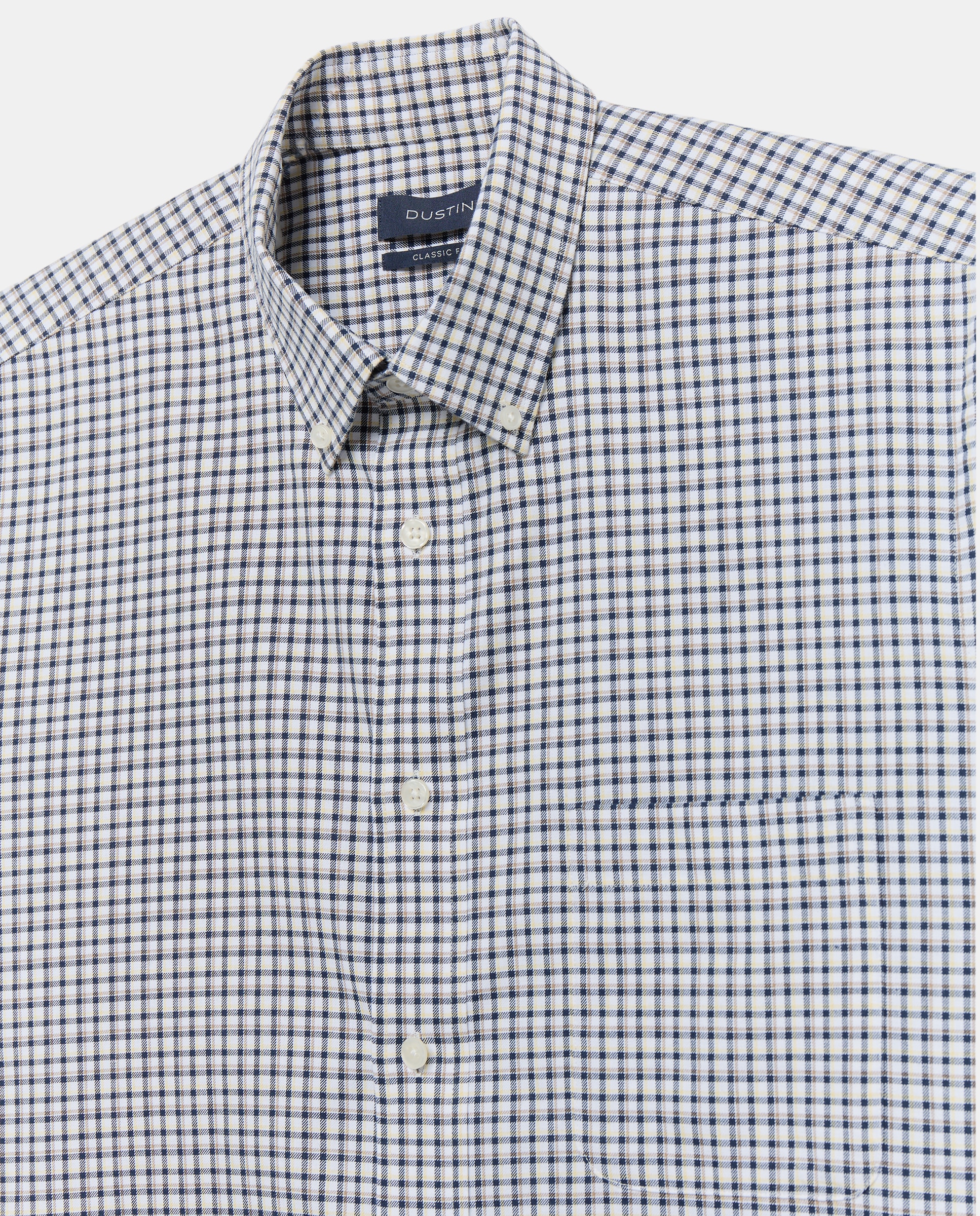Camisa de twill de algodón de cuadros tricolor y classic fit. - Dustin - Azul marino Azul marino-5