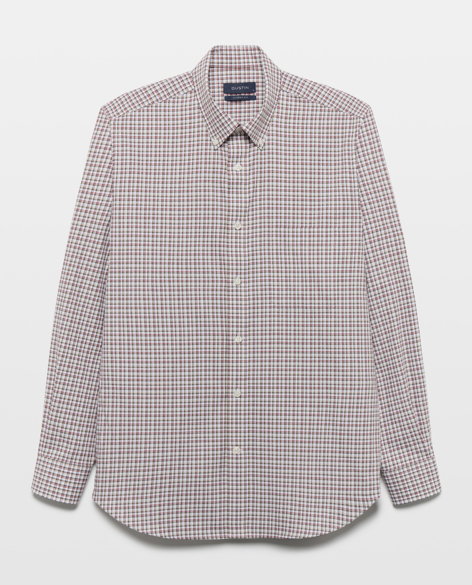 Imagen 0 de Camisa de twill de algodón de cuadros tricolor y classic fit. Marrón