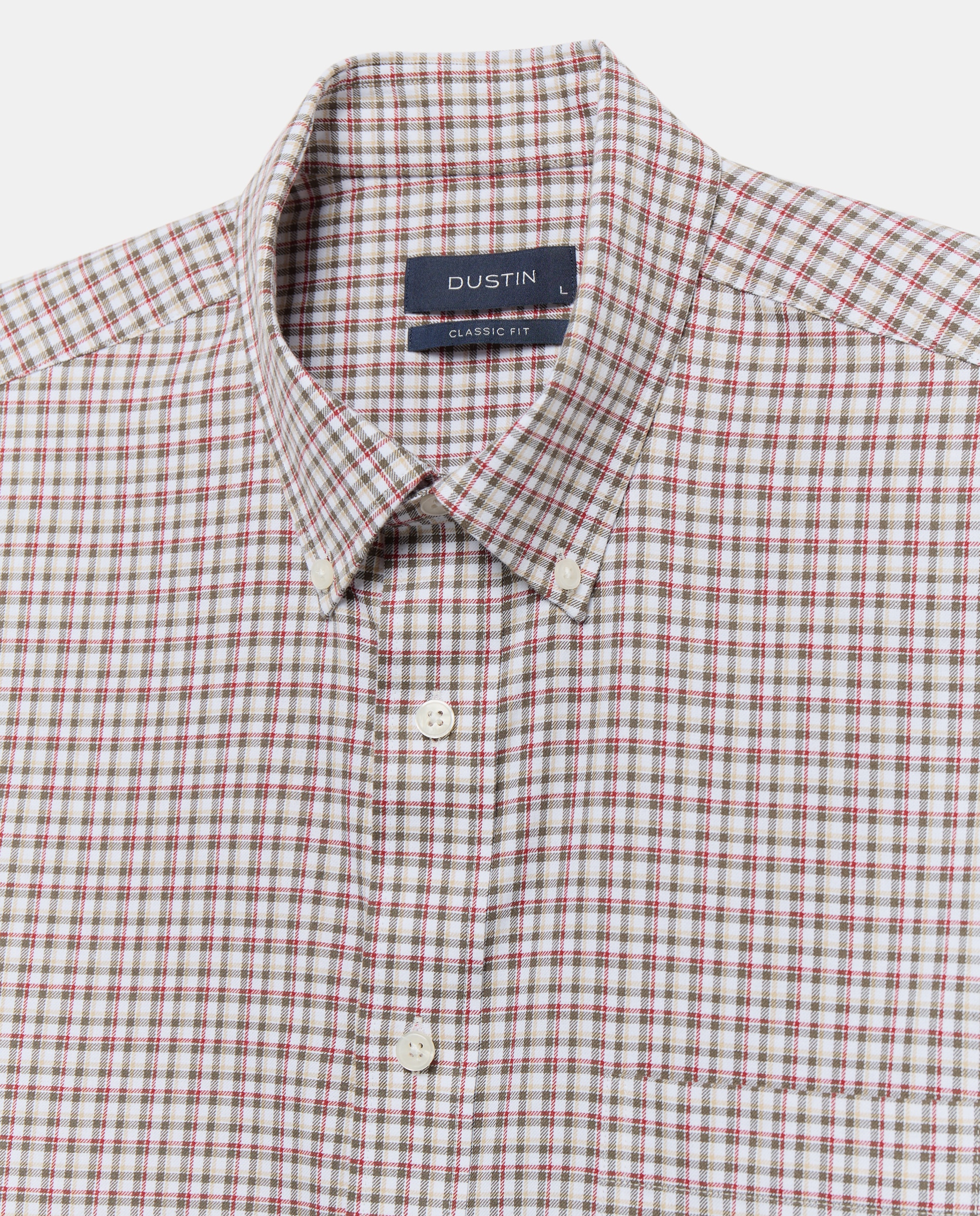 Camisa de twill de algodón de cuadros tricolor y classic fit. - Dustin - Marrón Marrón-2