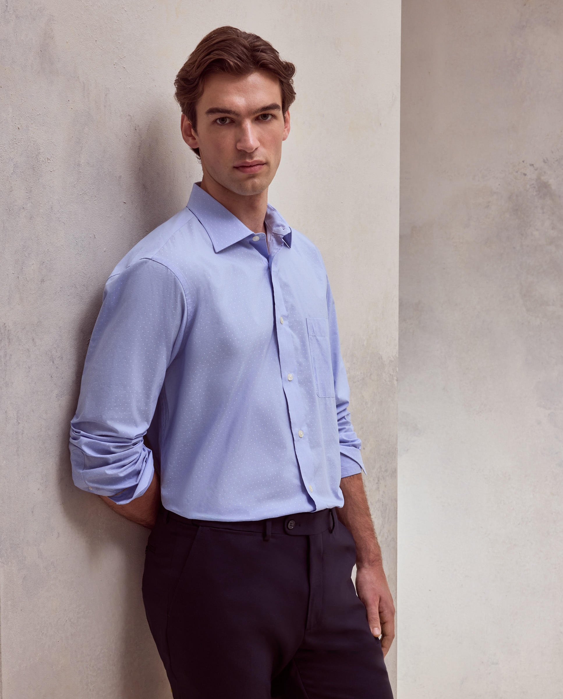 Imagen 0 de Camisa de hombre con coolmax en classic fit con dobby Azul