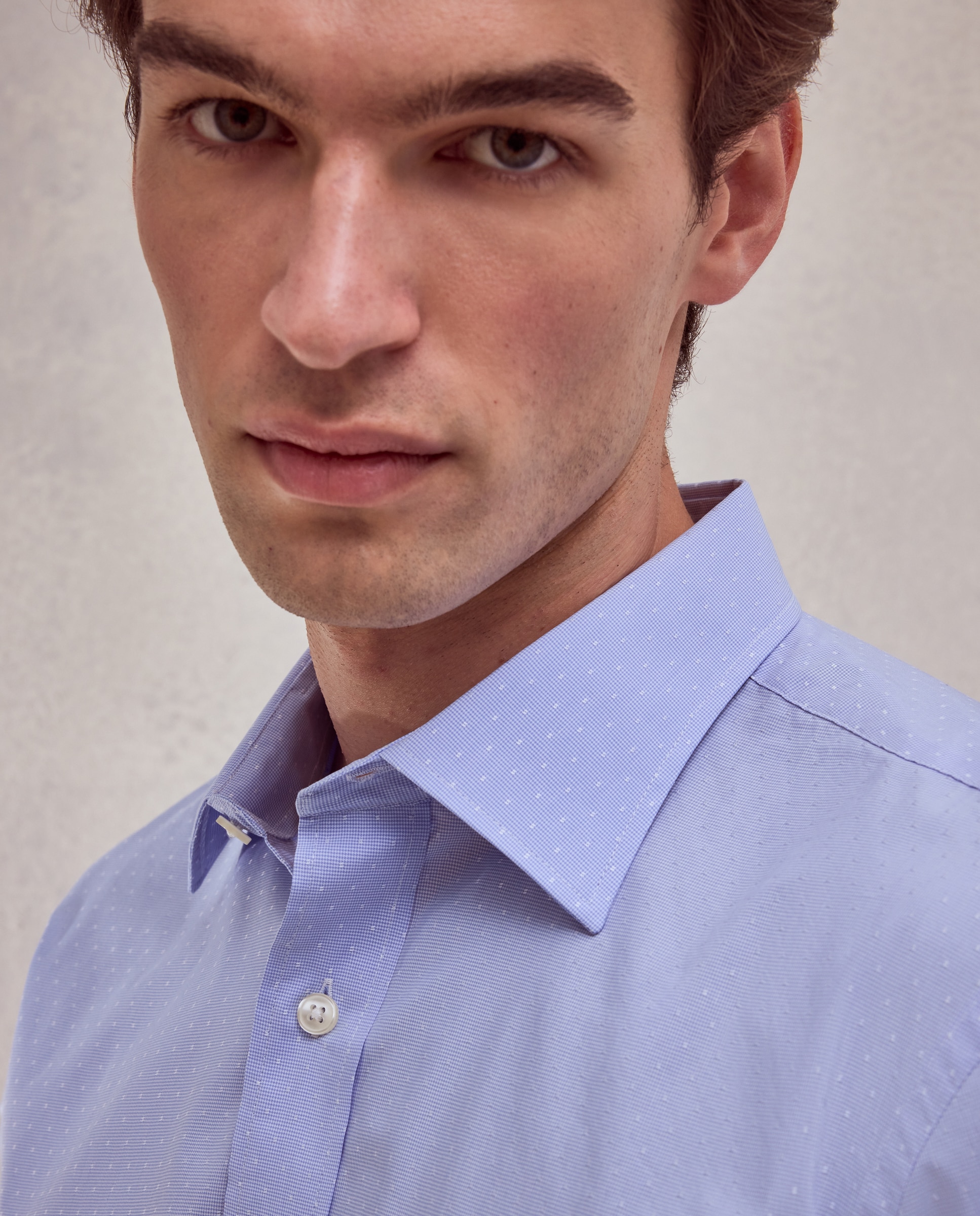 Camisa de hombre con coolmax en classic fit con dobby - Dustin - Azul Azul-2