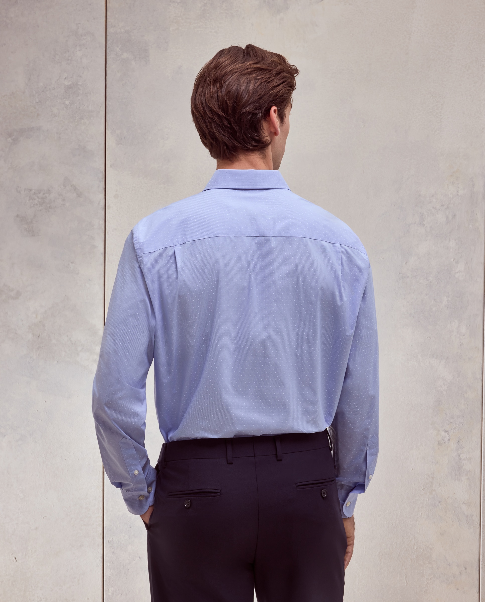 Camisa de hombre con coolmax en classic fit con dobby - Dustin - Azul Azul-3