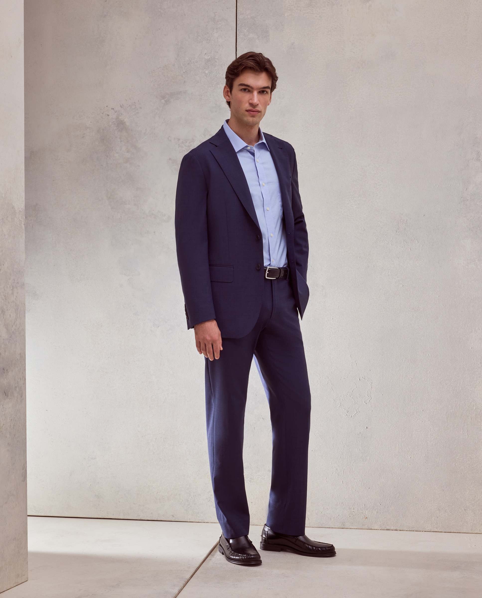 Camisa classic fit con algodón coolmax pata de gallo estampada hombre - Dustin - Azul claro Azul claro-2