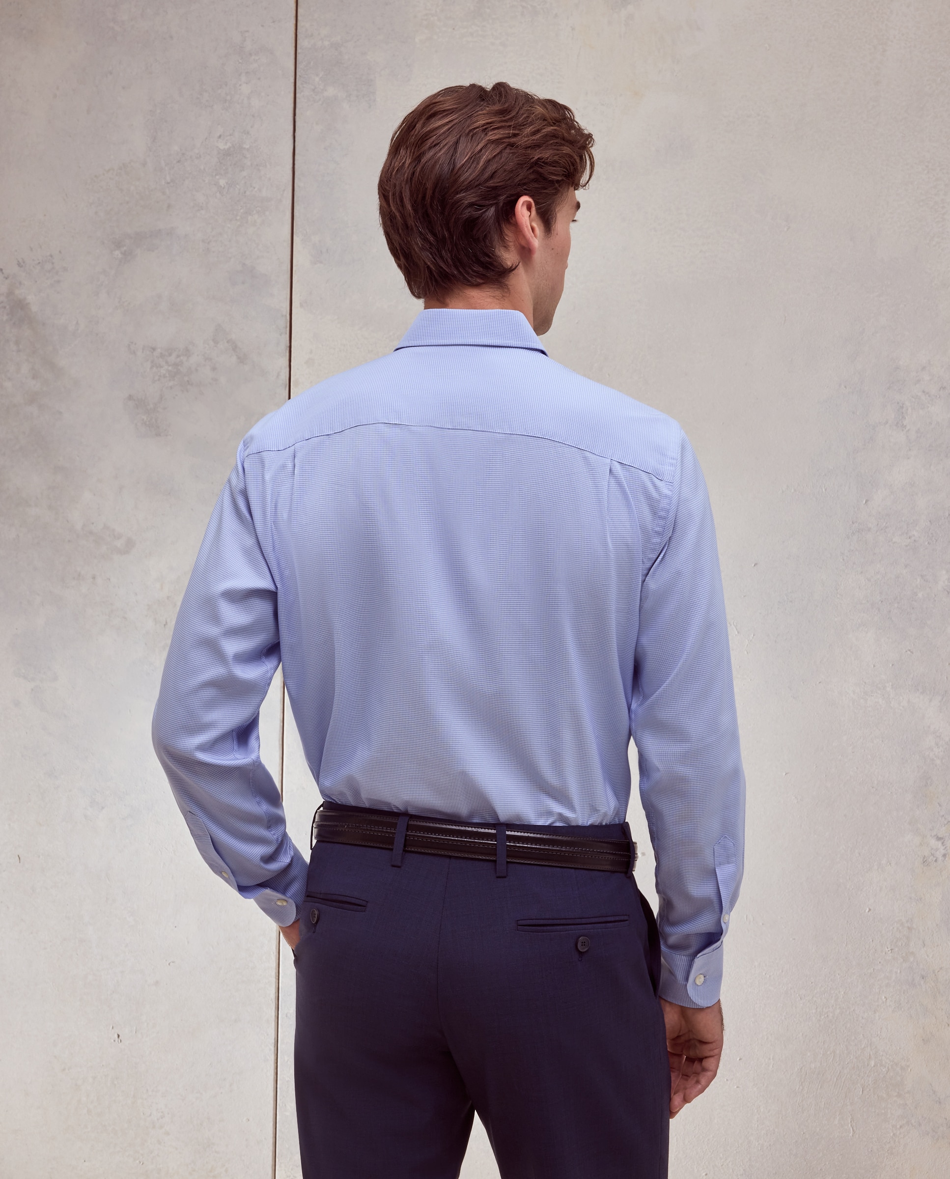 Camisa classic fit con algodón coolmax pata de gallo estampada hombre - Dustin - Azul claro Azul claro-3