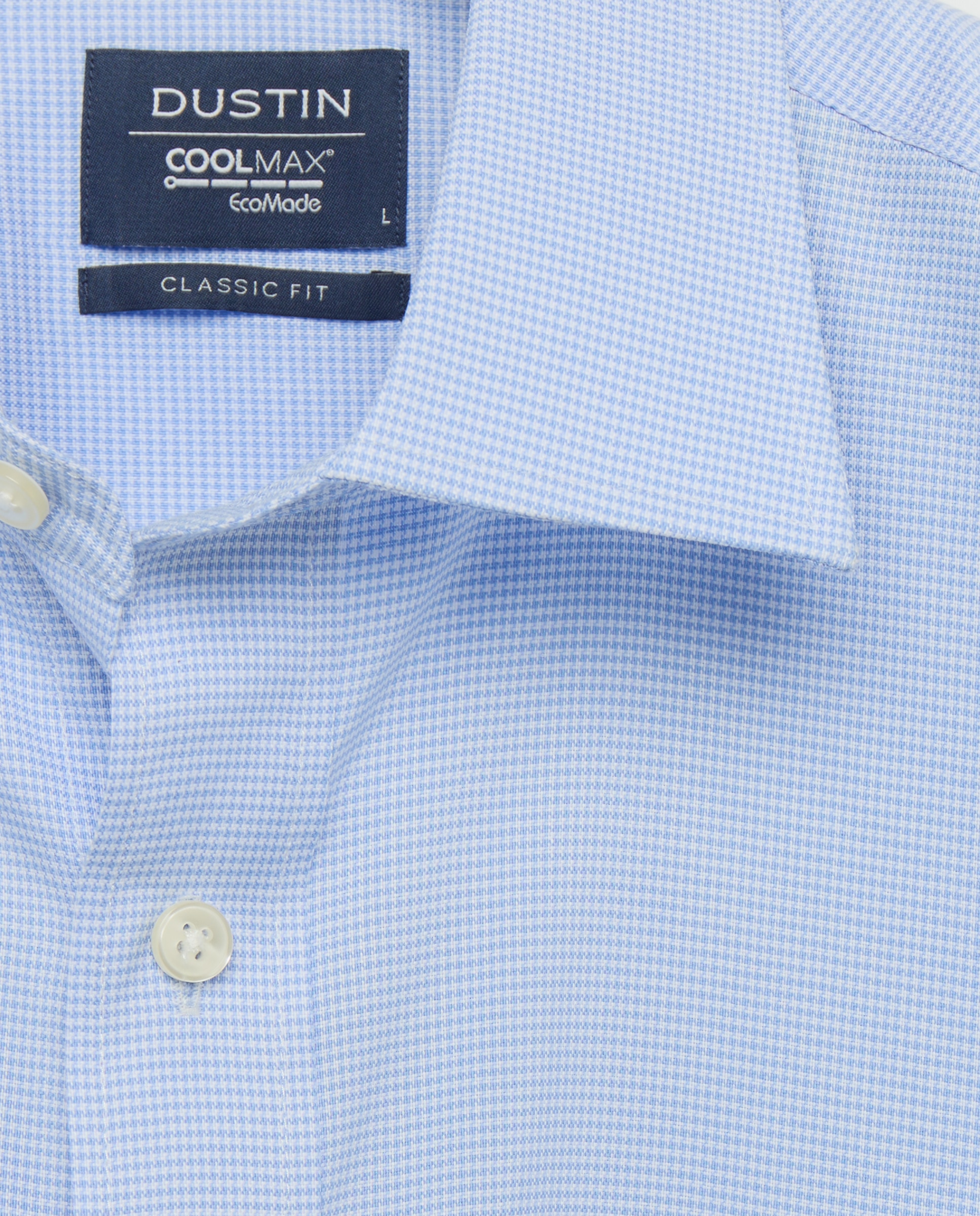 Camisa Clássica Classic Fit com Pied-de-Poule Azul-claro-2