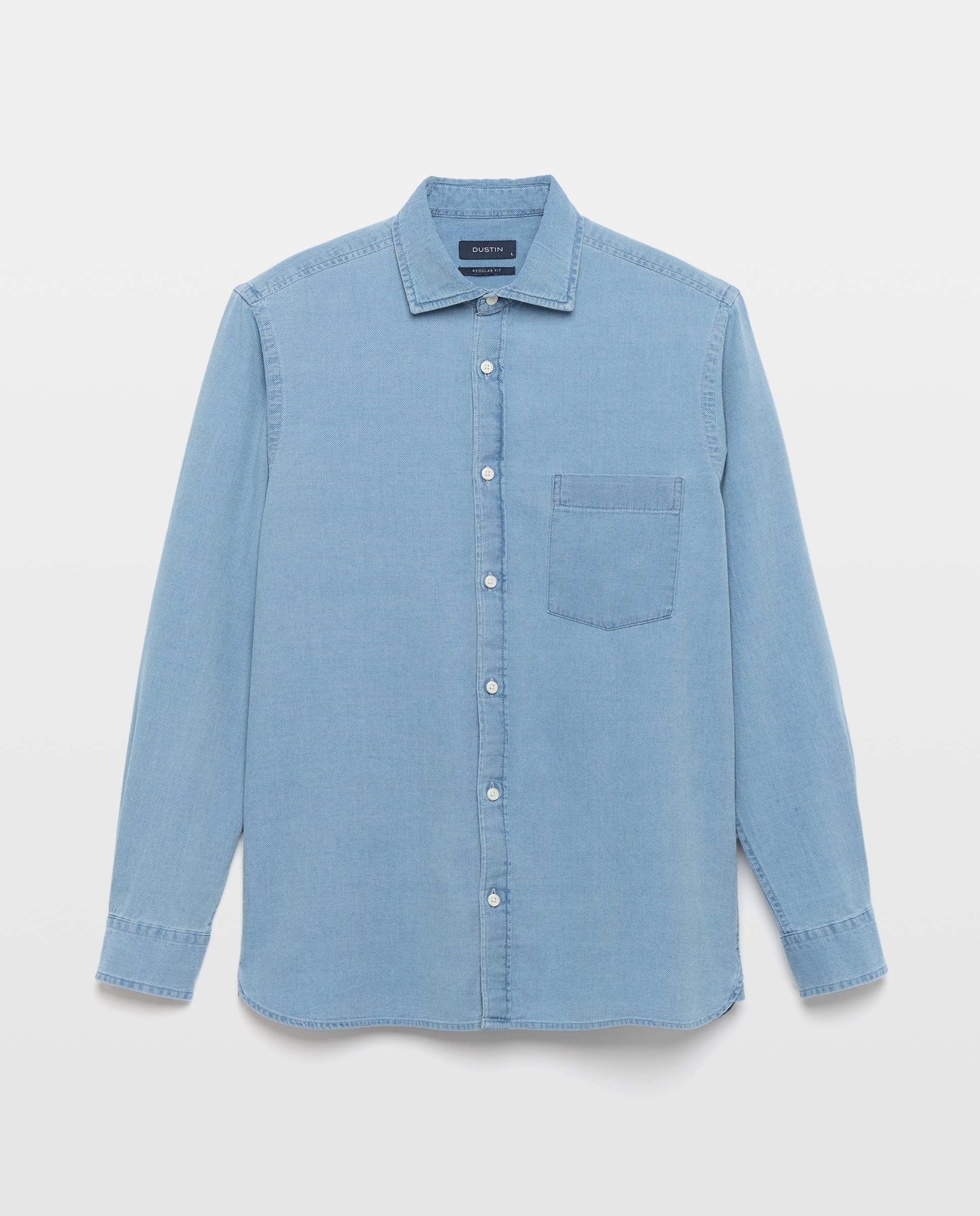 Camisa de hombre estructura indigo regular de algodón - Dustin - Azul claro Azul claro-1