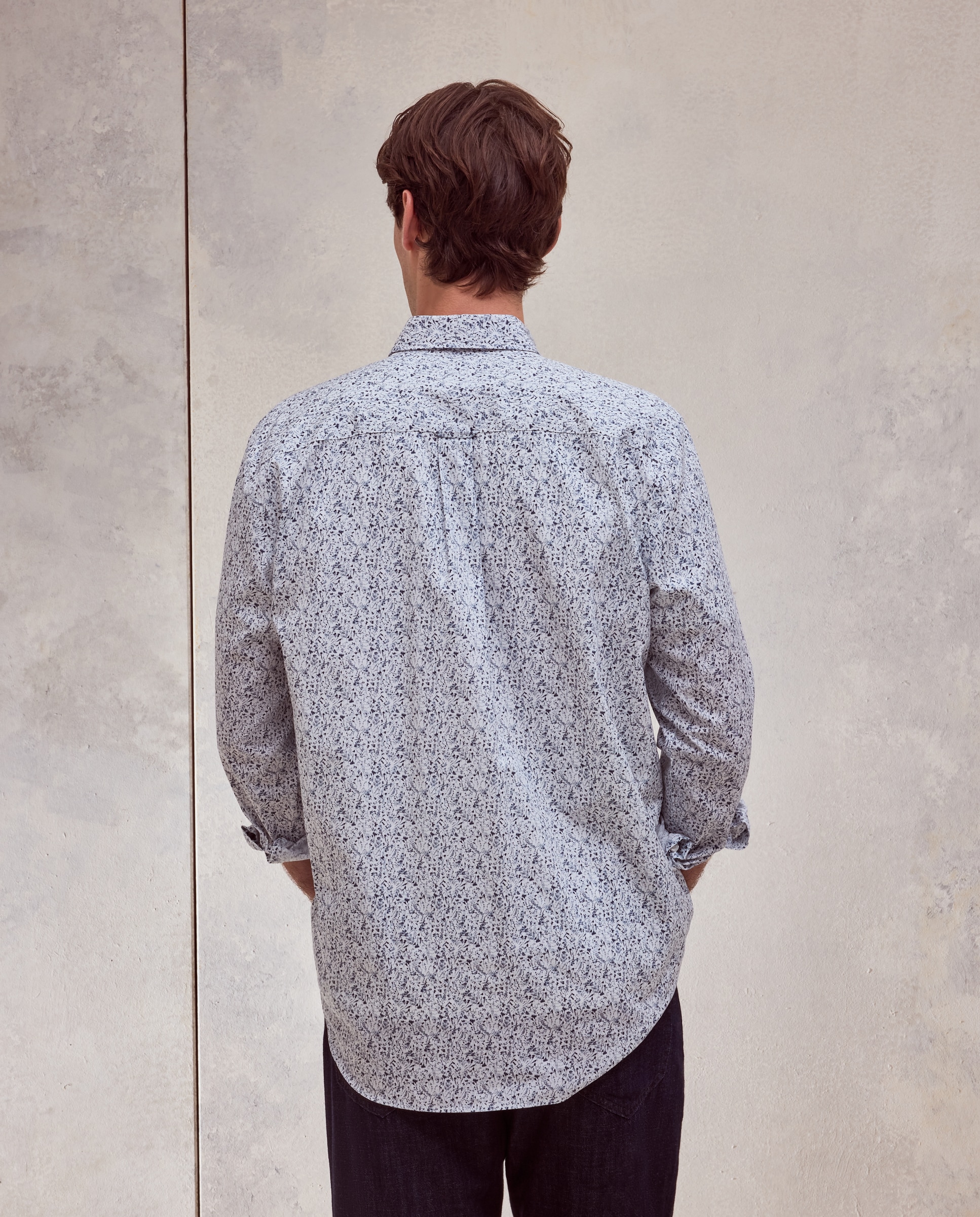 Camisa de popelín con flor estampada de colección - Dustin - Azul Azul-3