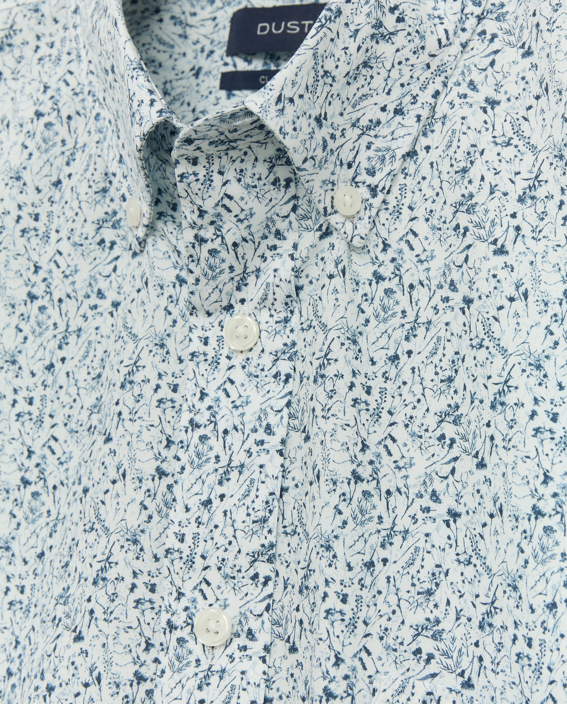 Camisa de Popelina com Estampado Floral de Coleção Azul-2