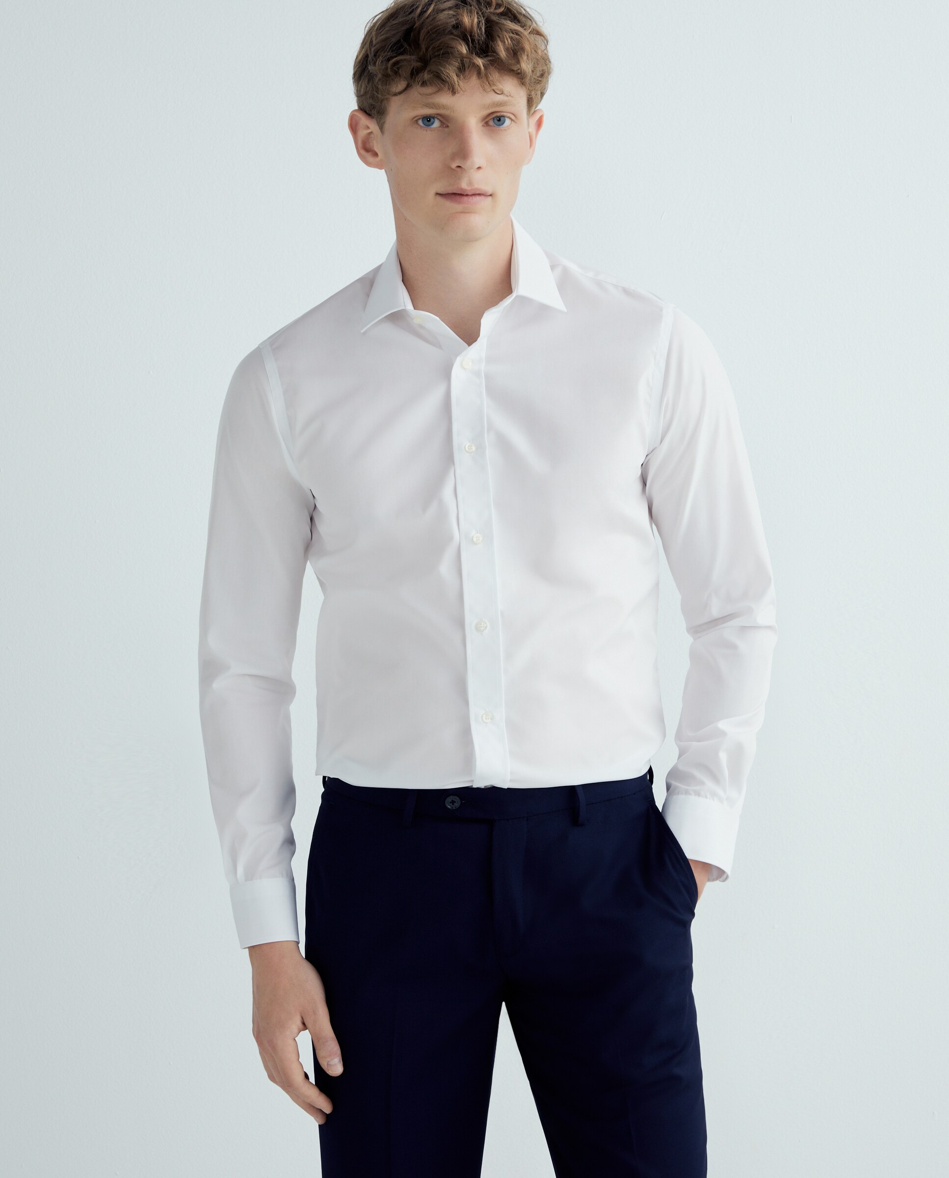 Camisa Non Iron regular lisa branca de homem Branco-1