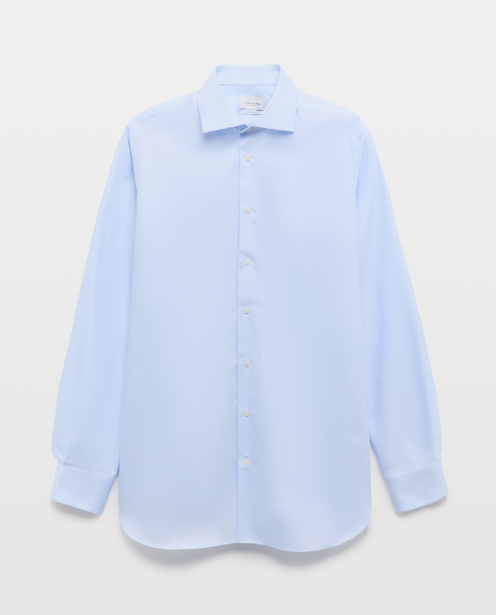 Camisa Clássica Regular Fit com Gola Italiana Celeste-5