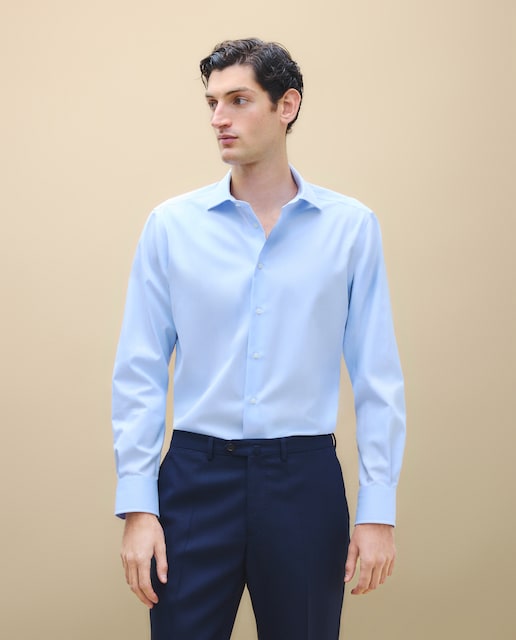Camisa de hombre vestir non iron cuello italiano regular fit