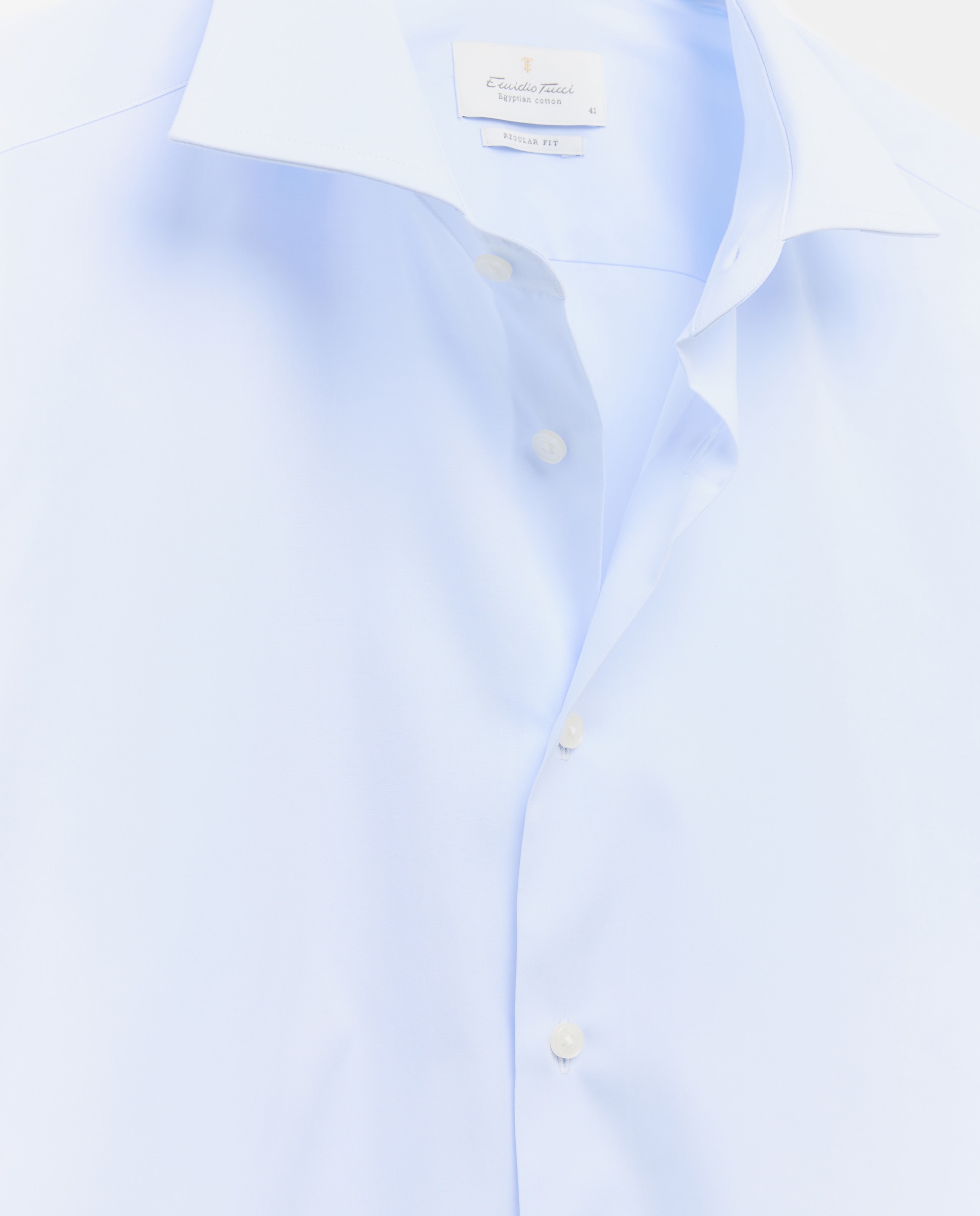 Camisa Clássica Regular Fit de Algodão Egípcio com Manga Comprida Azul-6