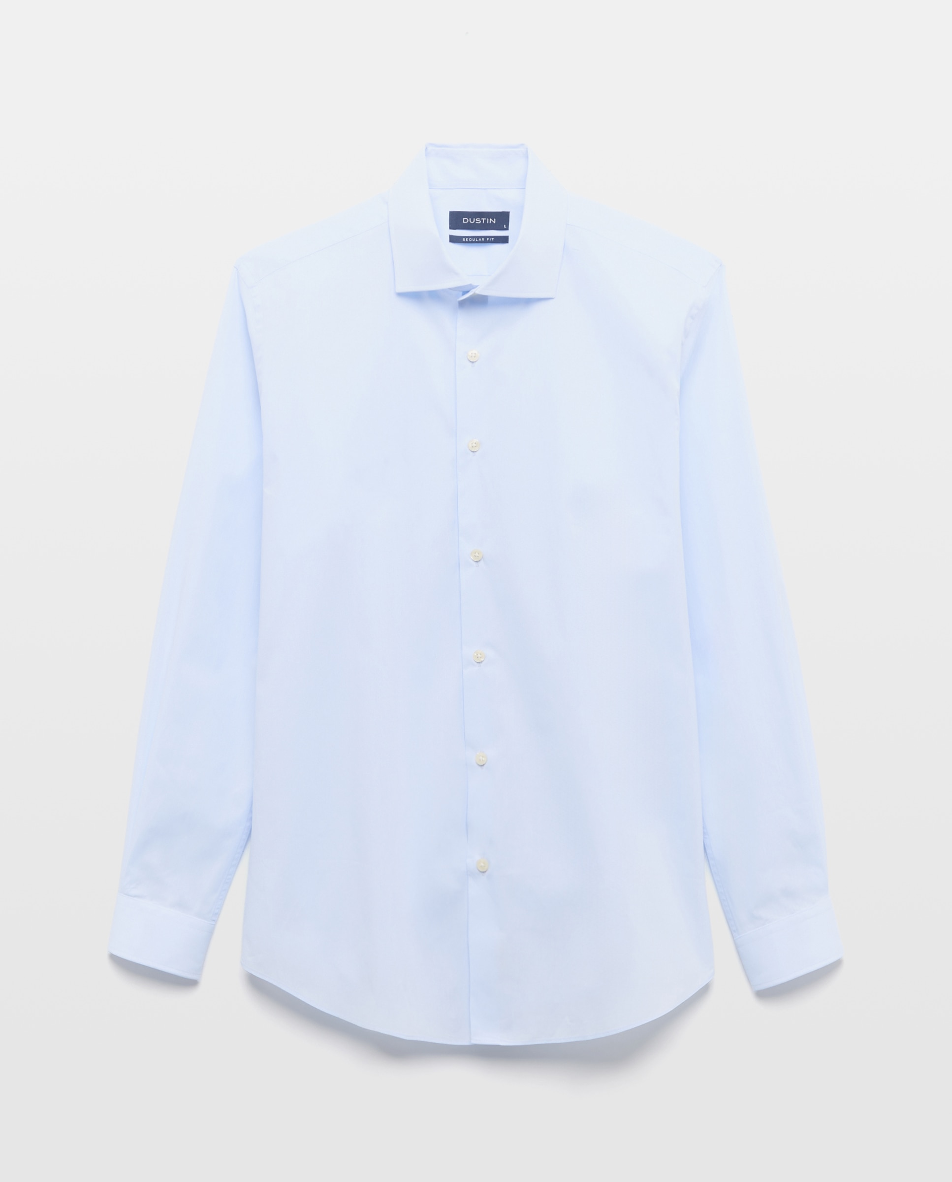 Camisa Clássica Regular Fit de Popelina Lisa com Manga Comprida Azul-claro-4