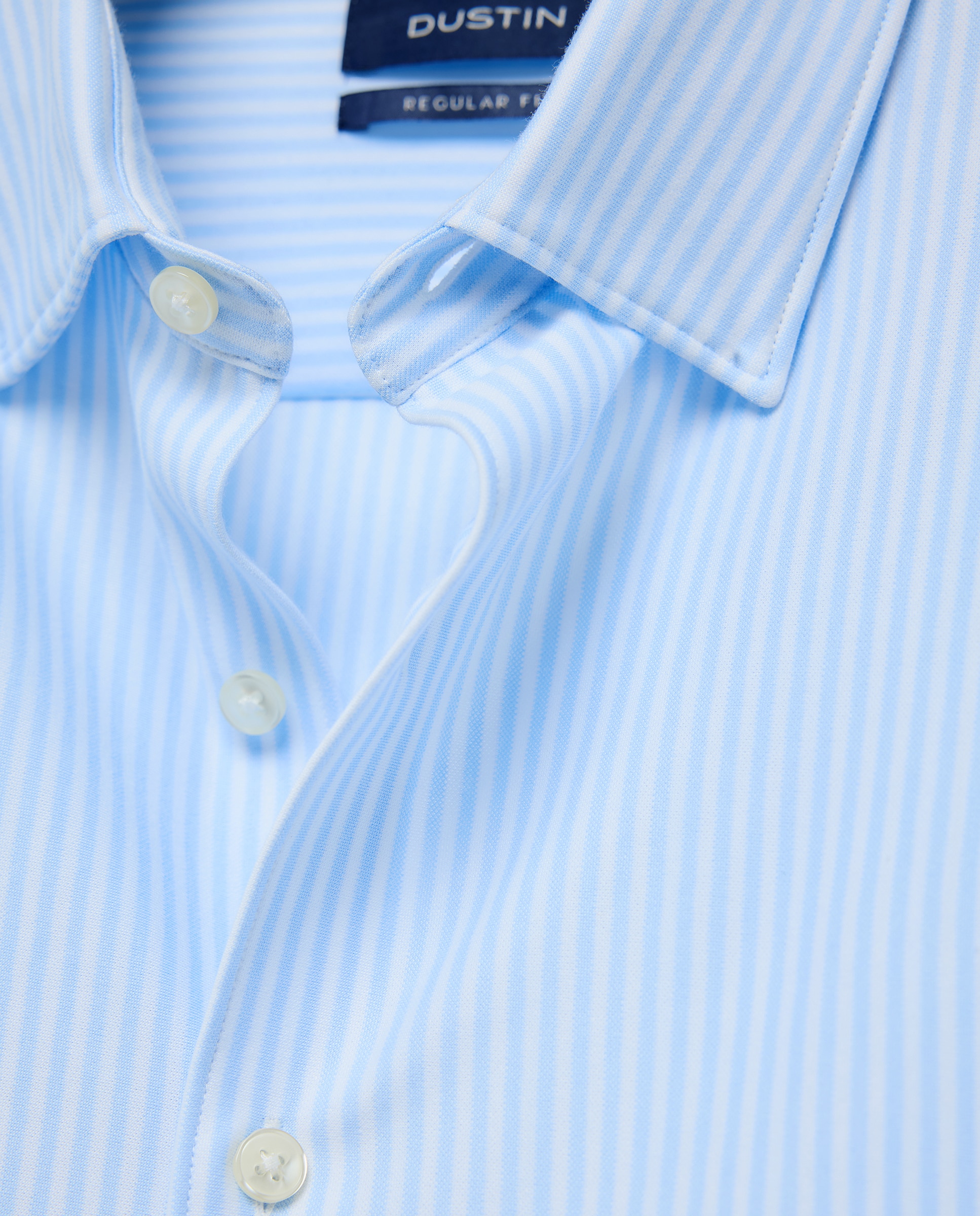 Camisa Clássica Regular Fit de Malha às Riscas com Manga Comprida Azul-claro-5