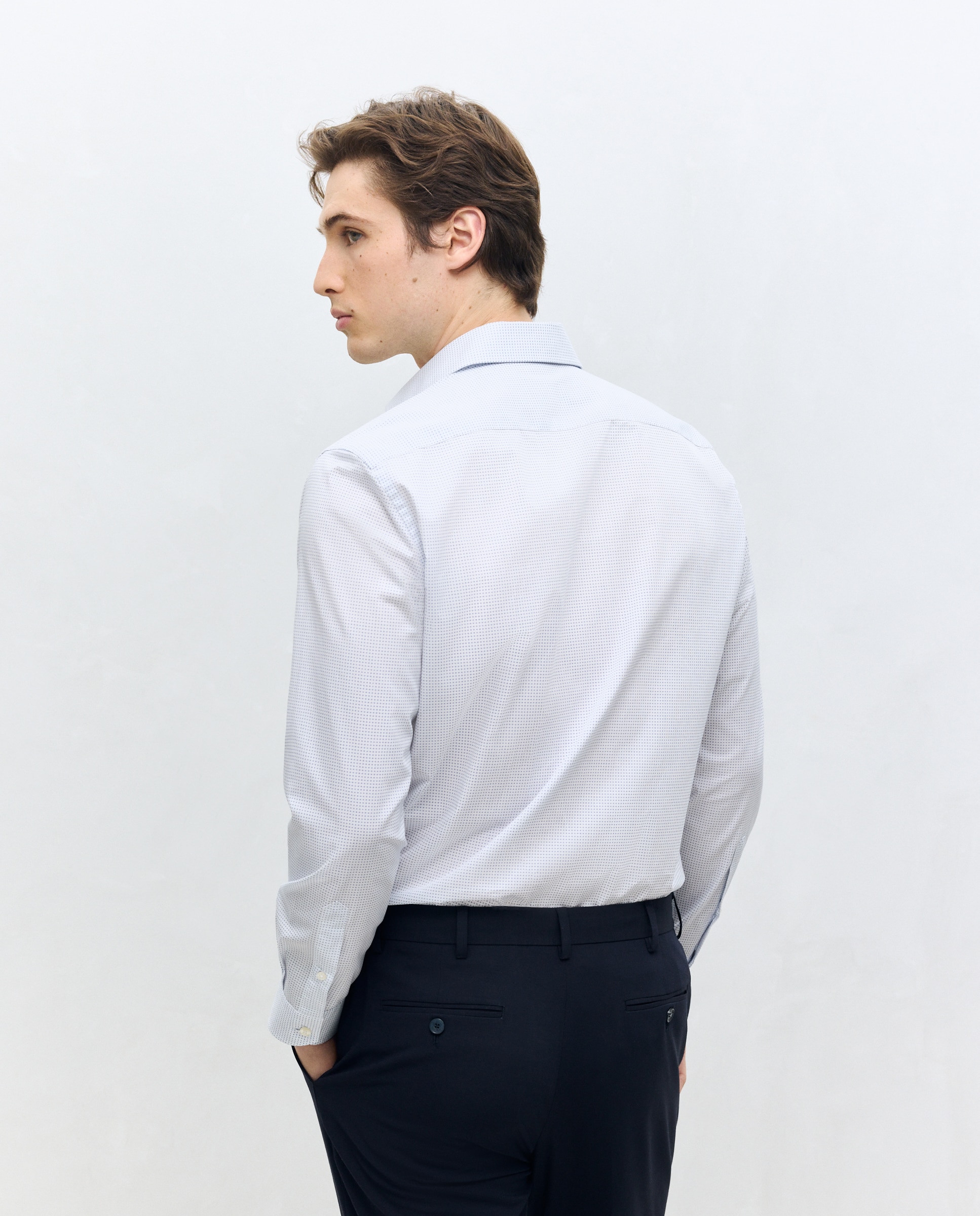Camisa Clássica de Manga Comprida Estampada com Fundo Claro Regular Fit Branco-3