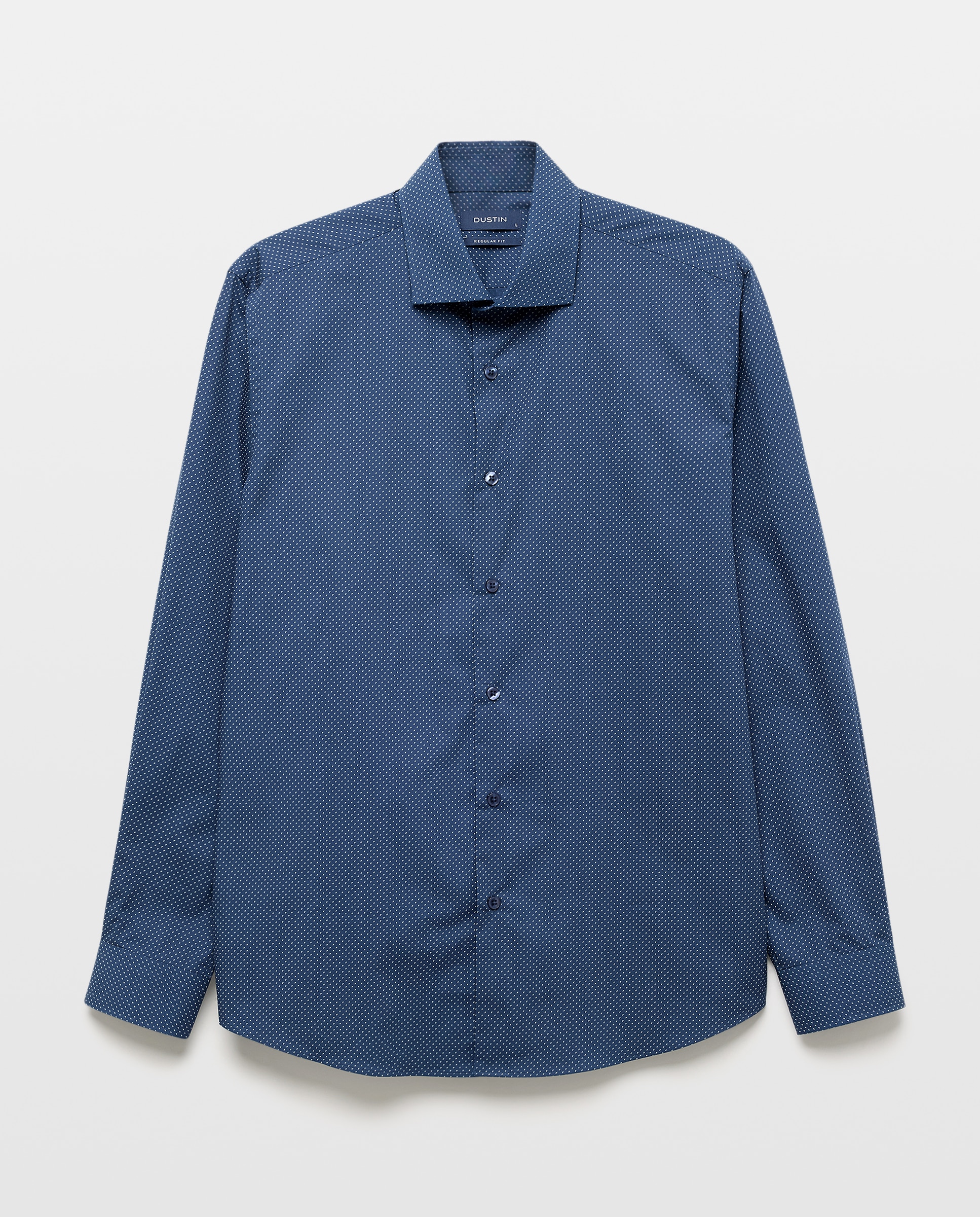 Camisa Clássica de Manga Comprida Estampada com Fundo Coberto Regular Fit Azul-marinho-4