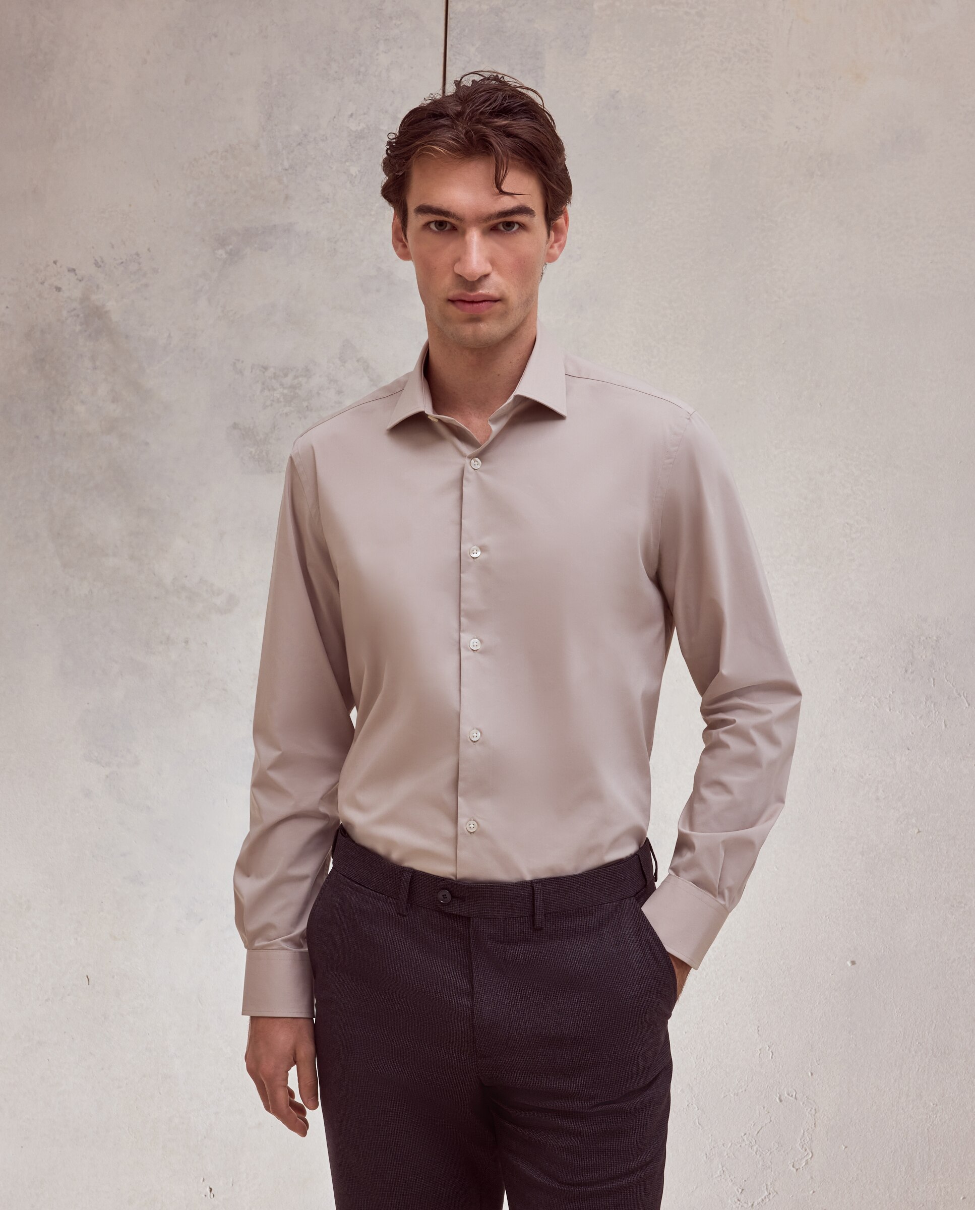 Camisa de vestir con stretch fit regular. - Dustin - Beige Beige-2