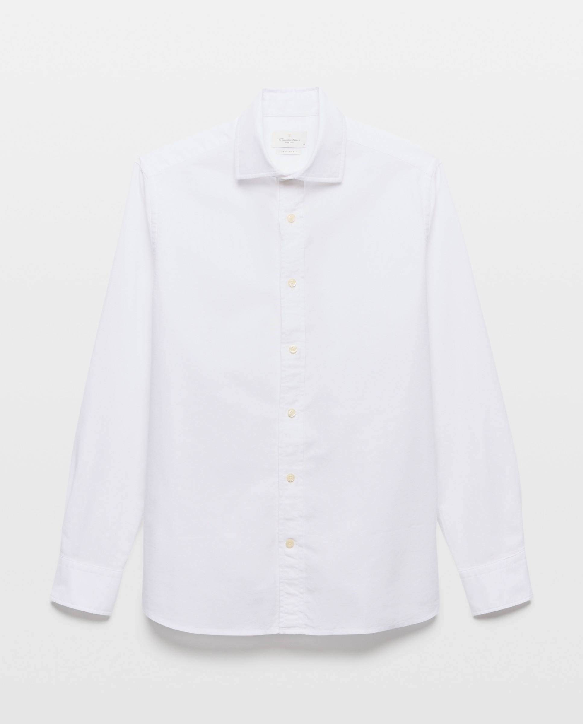 Camisa Casual de Manga Comprida Branco-4