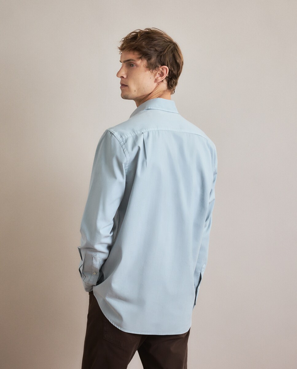 Camisa Casual de Manga Comprida Azul-claro-3