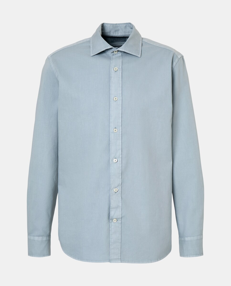 Camisa Casual de Manga Comprida Azul-claro-4