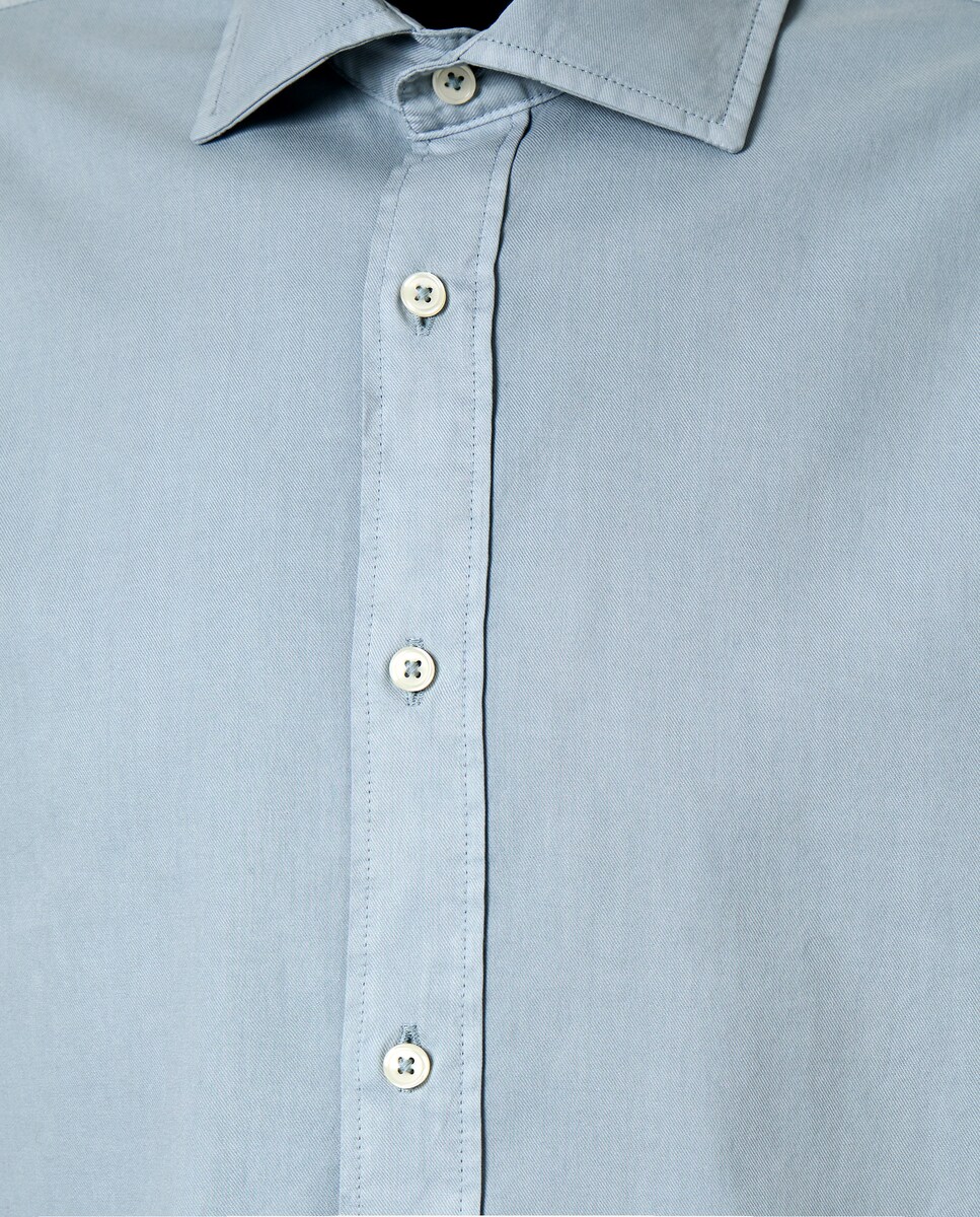 Camisa Casual de Manga Comprida Azul-claro-5