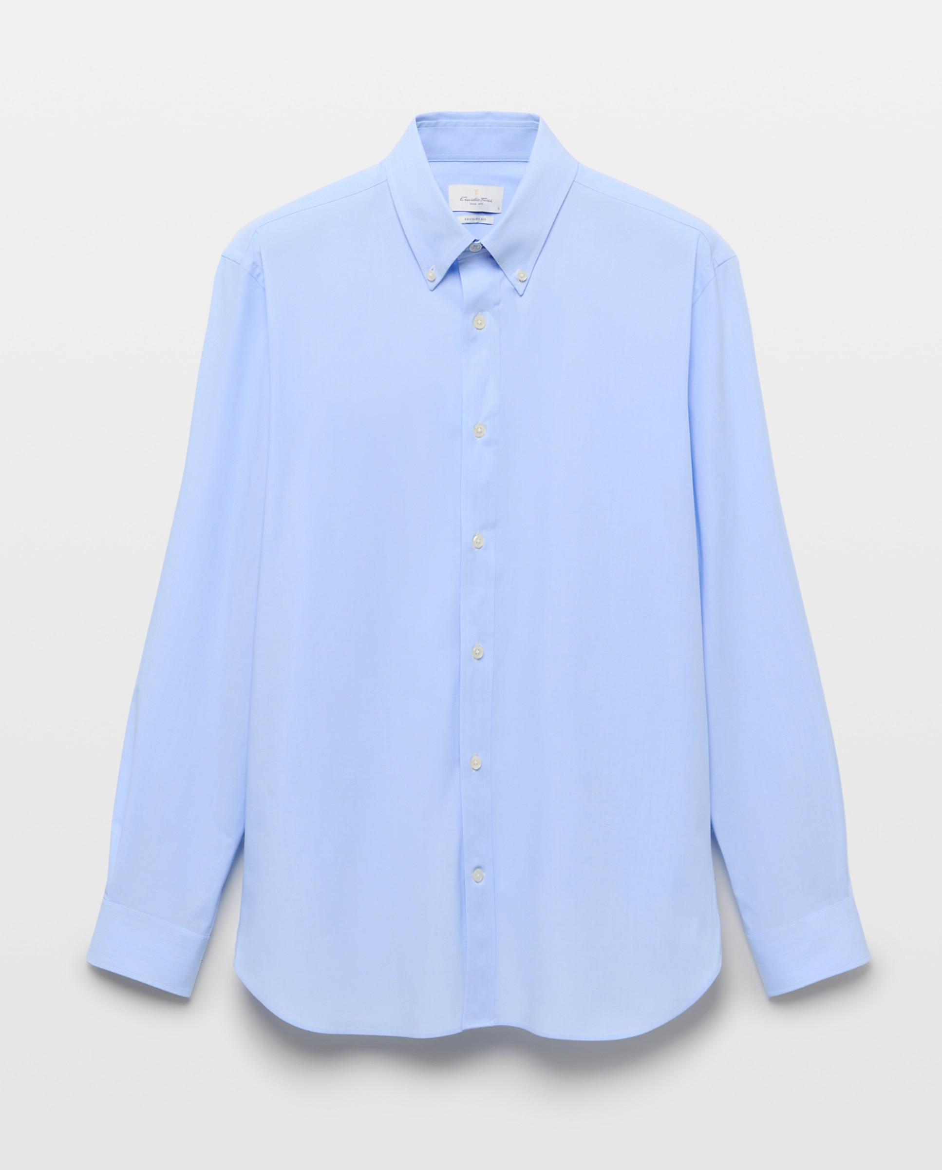 Camisa Casual de Manga Comprida Azul-4