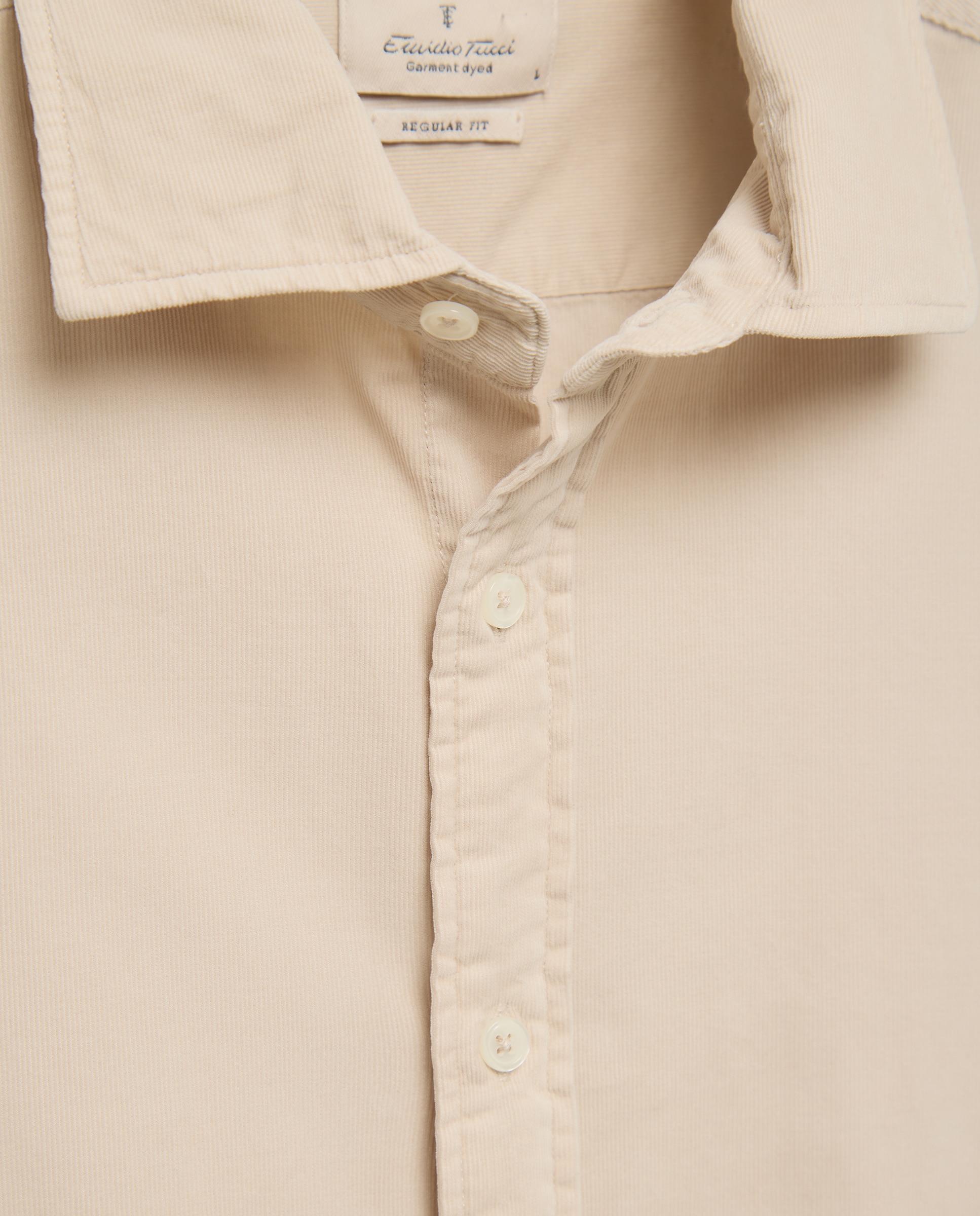 Camisa Casual de Ganga com Manga Comprida Bege-2