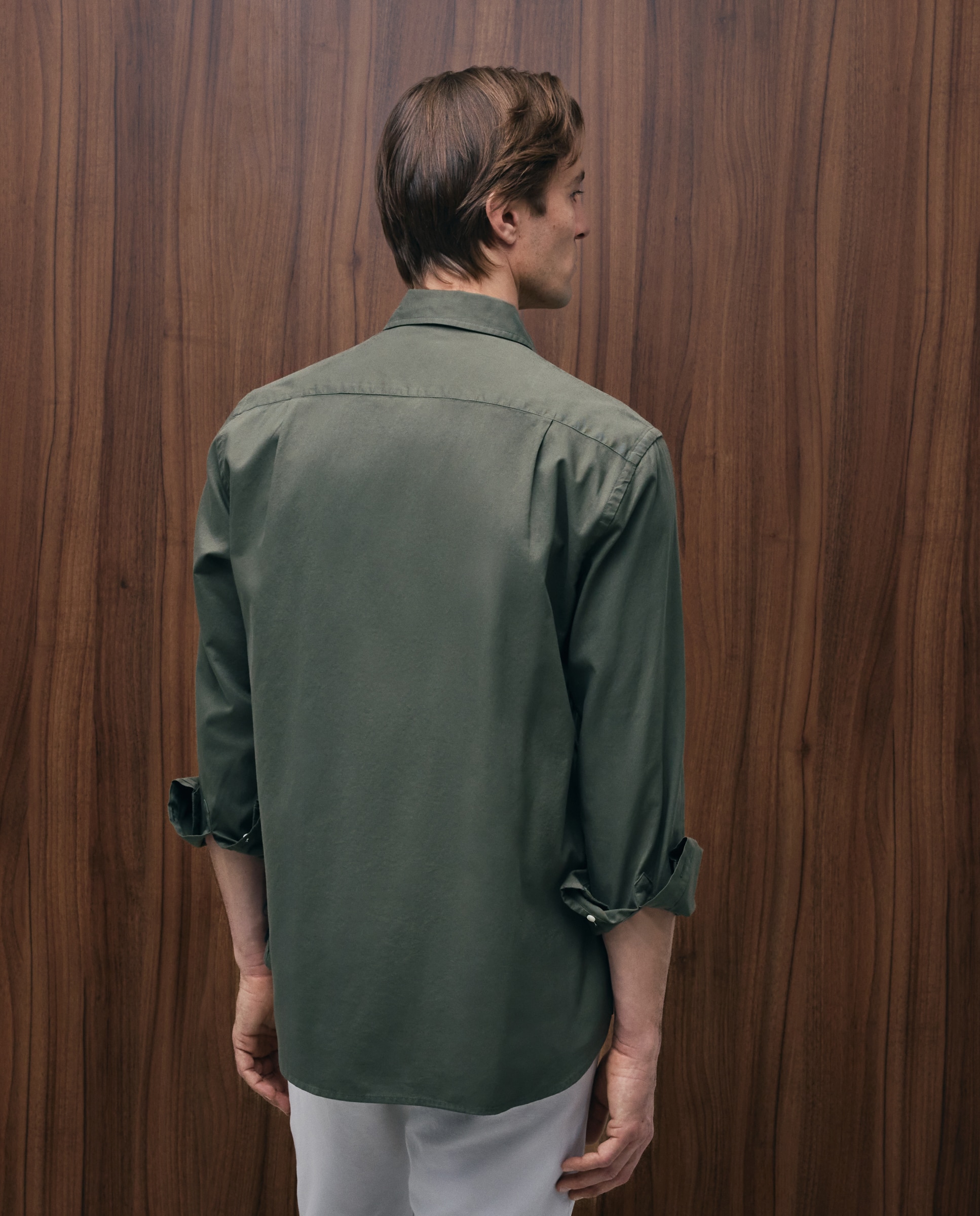 Camisa sport regular fit hombre twill garment dye 100% algodón - Emidio Tucci - Verde oscuro Verde oscuro-3