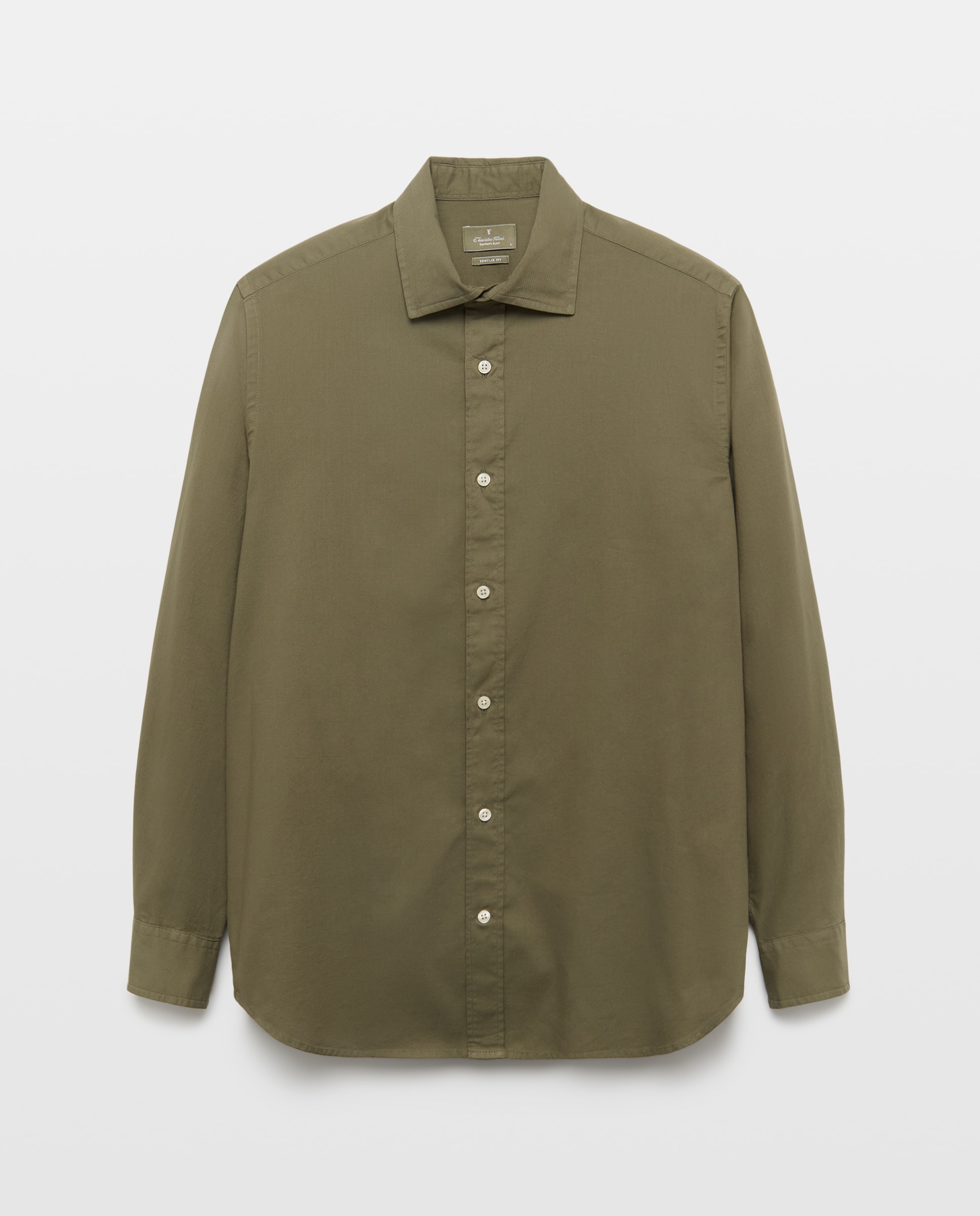 Camisa sport regular fit hombre twill garment dye 100% algodón - Emidio Tucci - Verde oscuro Verde oscuro-4