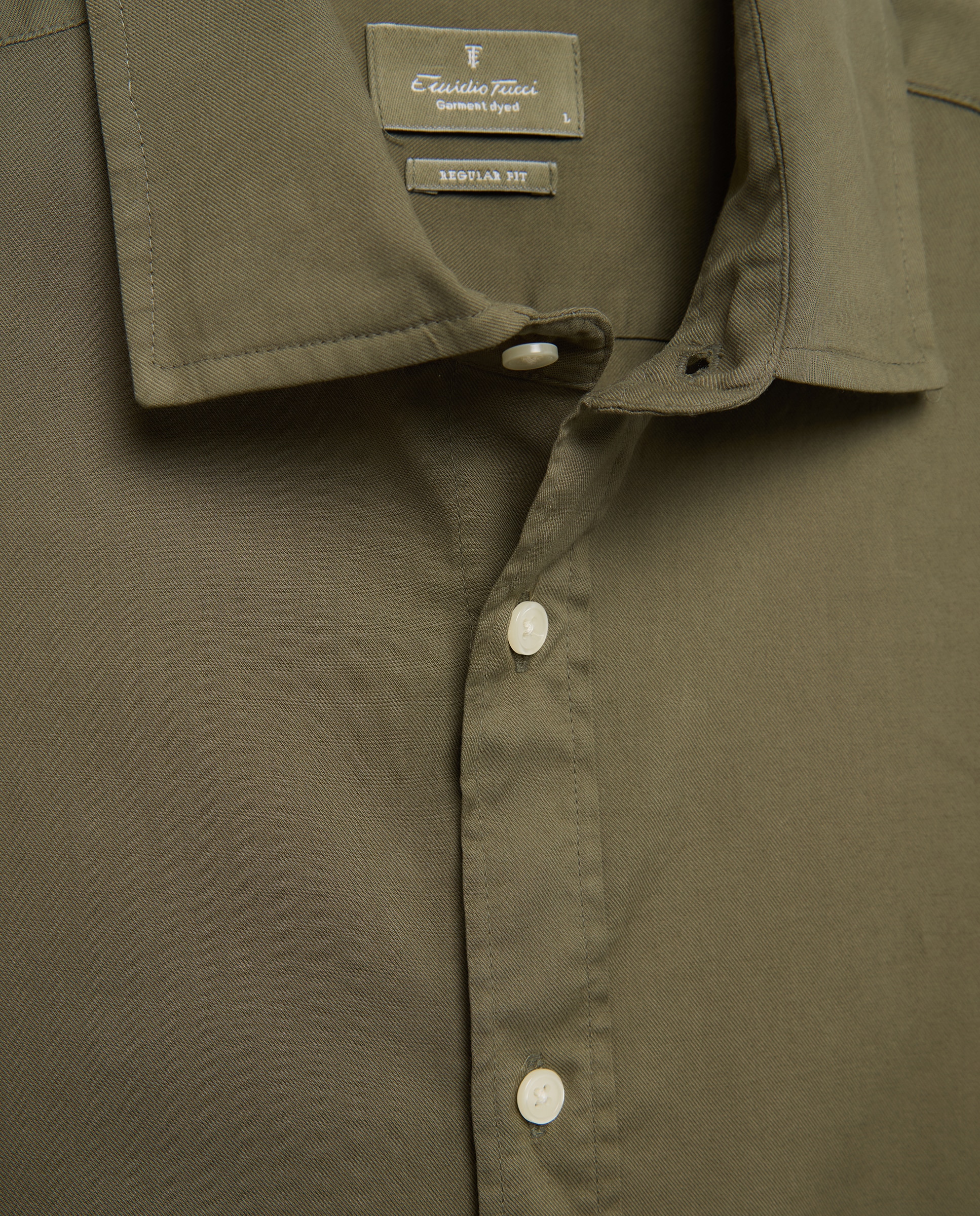 Camisa sport regular fit hombre twill garment dye 100% algodón - Emidio Tucci - Verde oscuro Verde oscuro-5