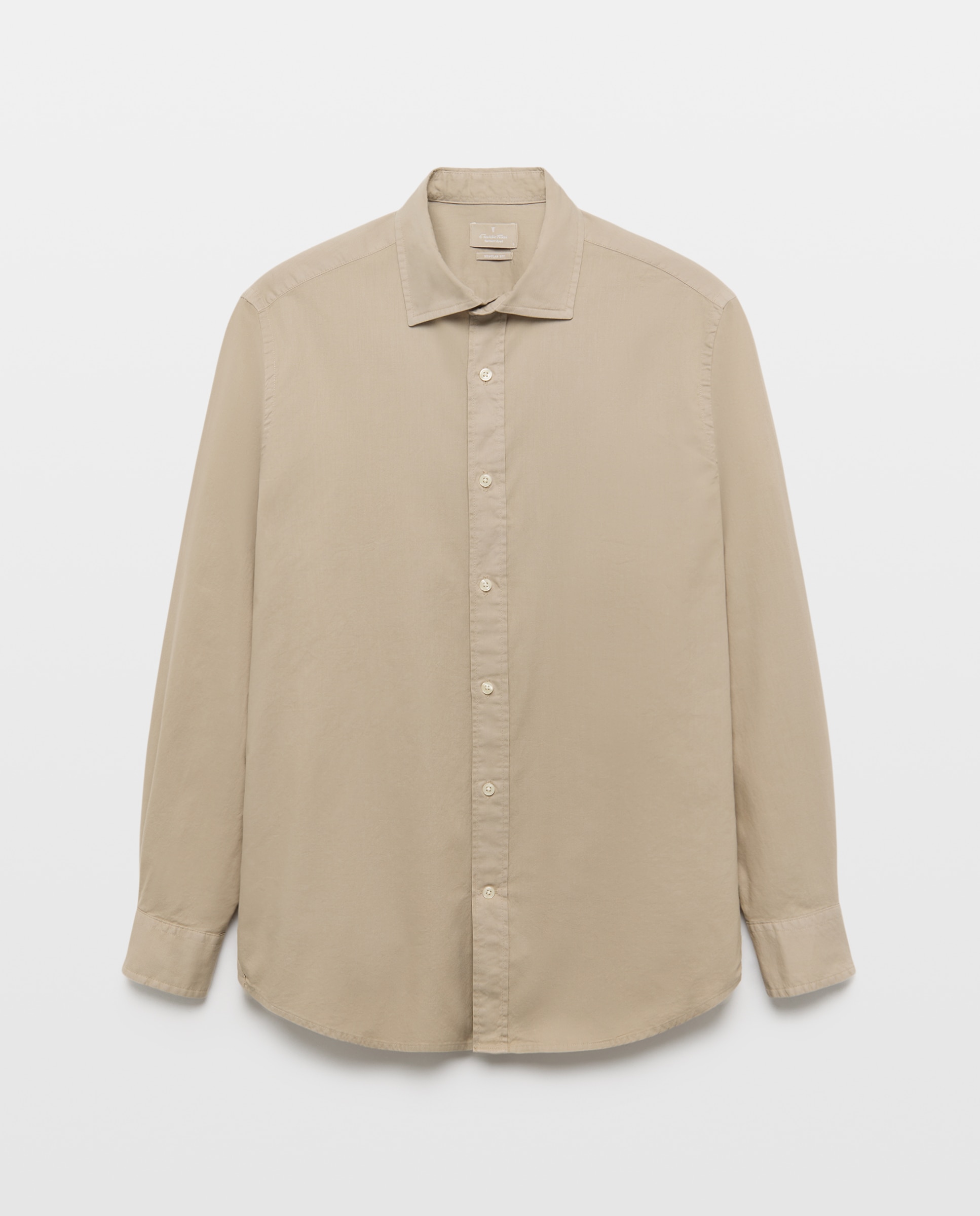 Camisa sport regular fit hombre twill garment dye 100% algodón - Emidio Tucci - Beige Beige-4