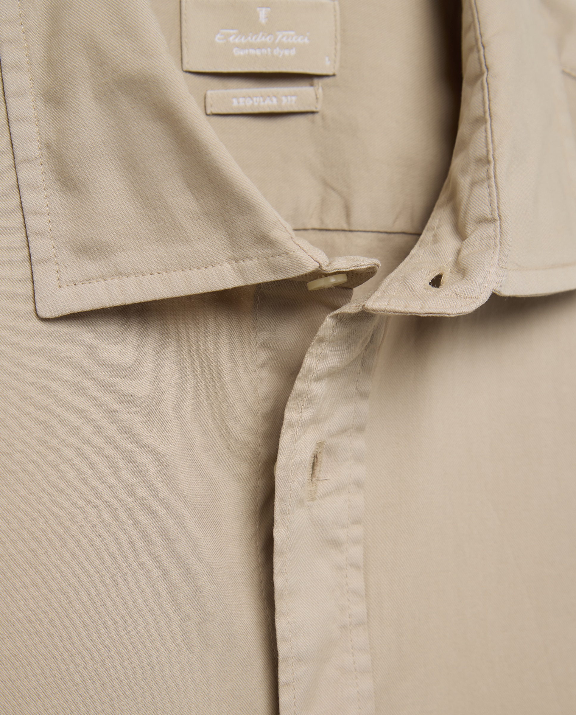 Camisa sport regular fit hombre twill garment dye 100% algodón - Emidio Tucci - Beige Beige-5