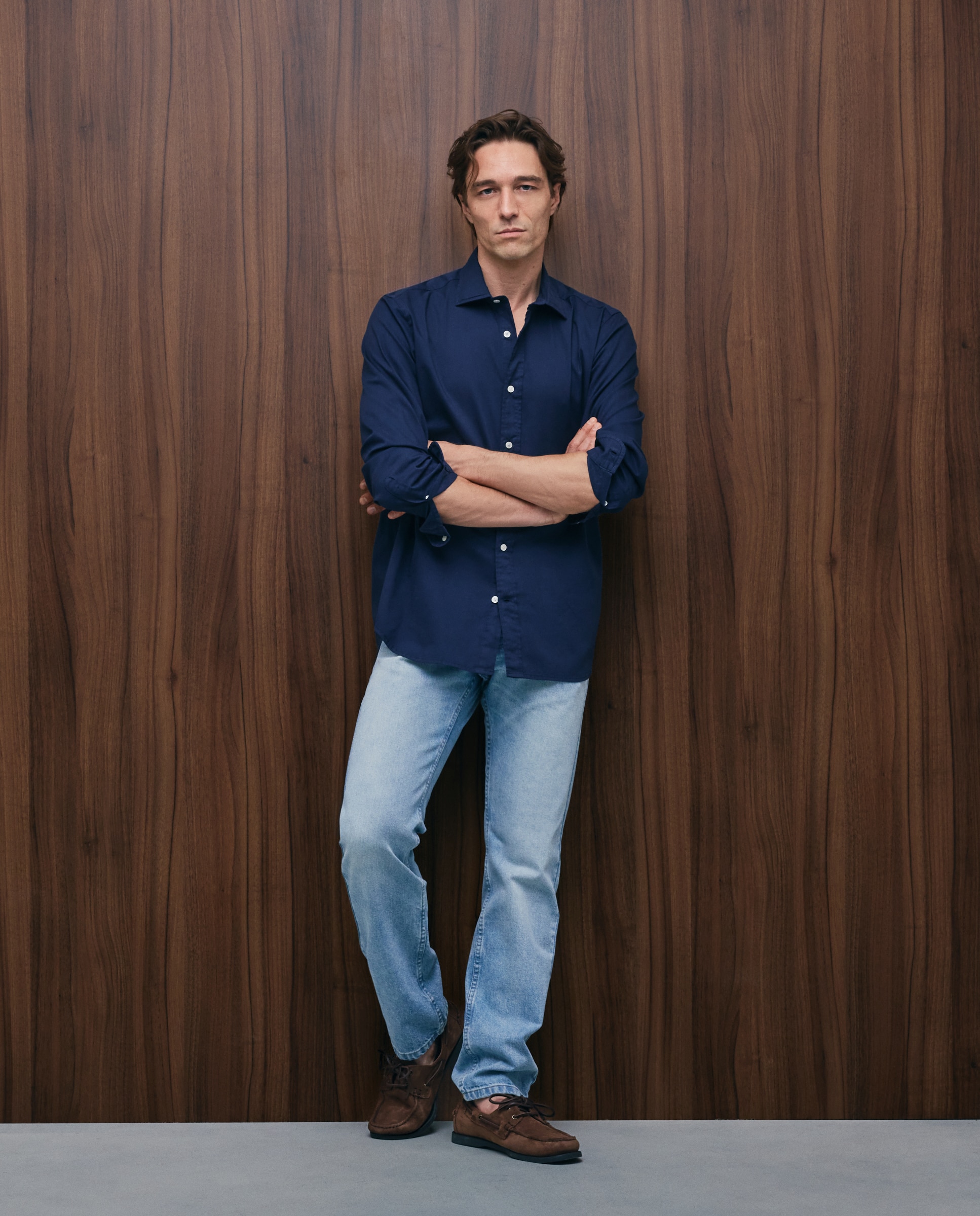 Camisa sport regular fit hombre twill garment dye 100% algodón - Emidio Tucci - Azul marino Azul marino-2