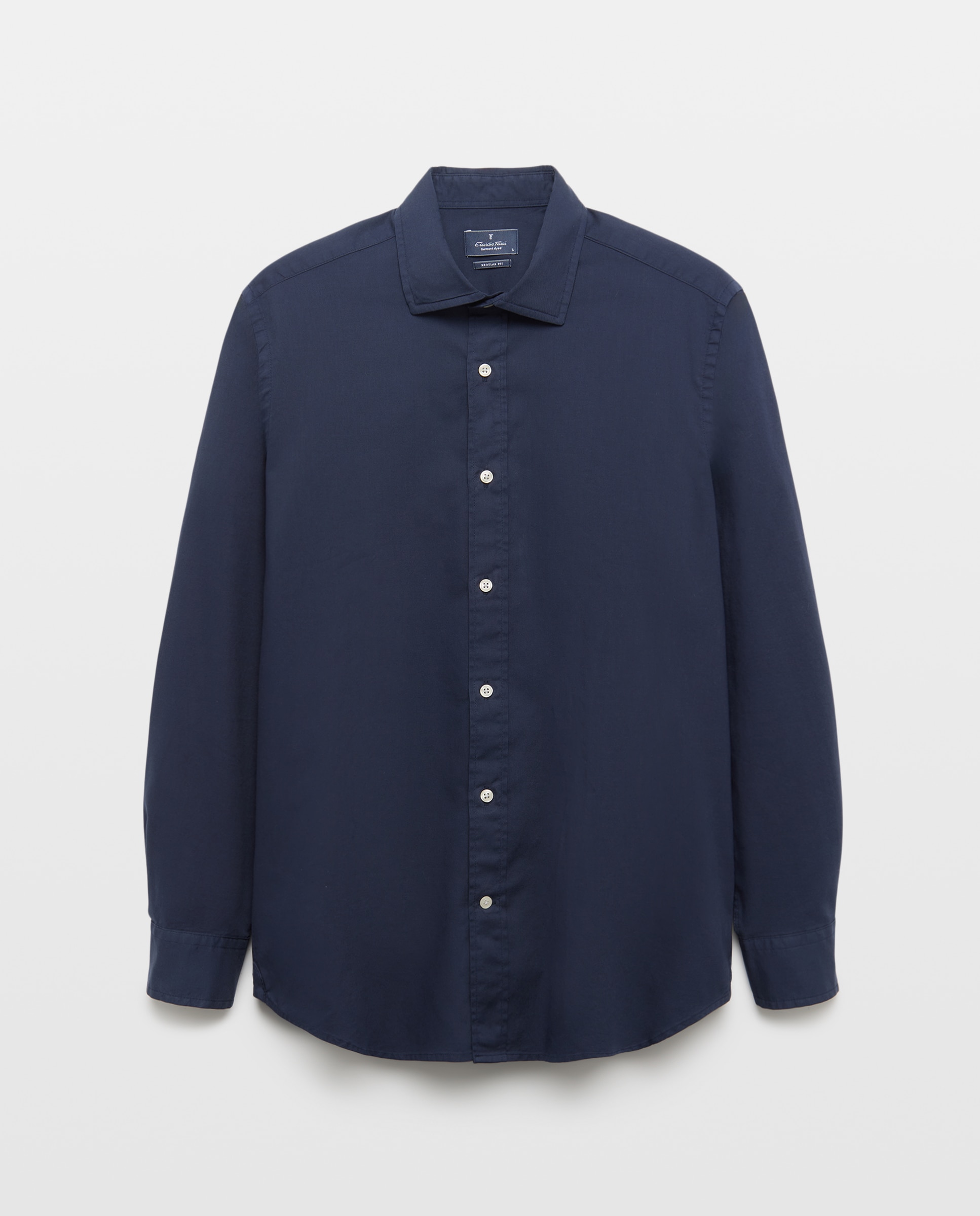 Camisa sport regular fit hombre twill garment dye 100% algodón - Emidio Tucci - Azul marino Azul marino-4