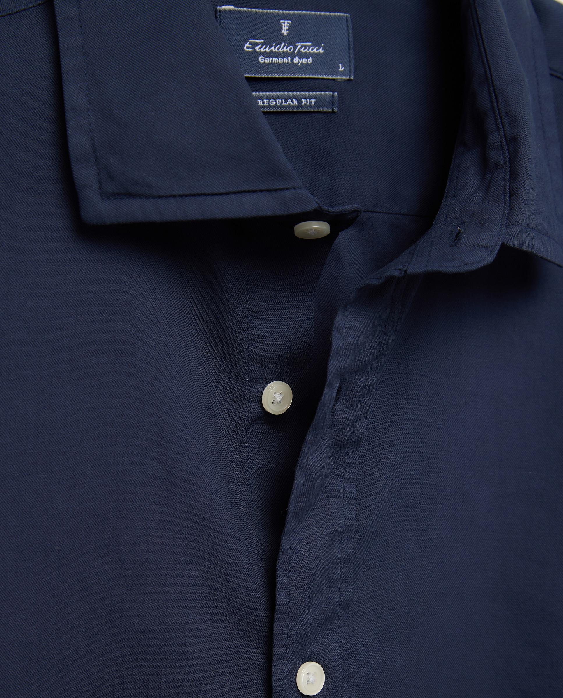 Camisa sport regular fit hombre twill garment dye 100% algodón - Emidio Tucci - Azul marino Azul marino-5