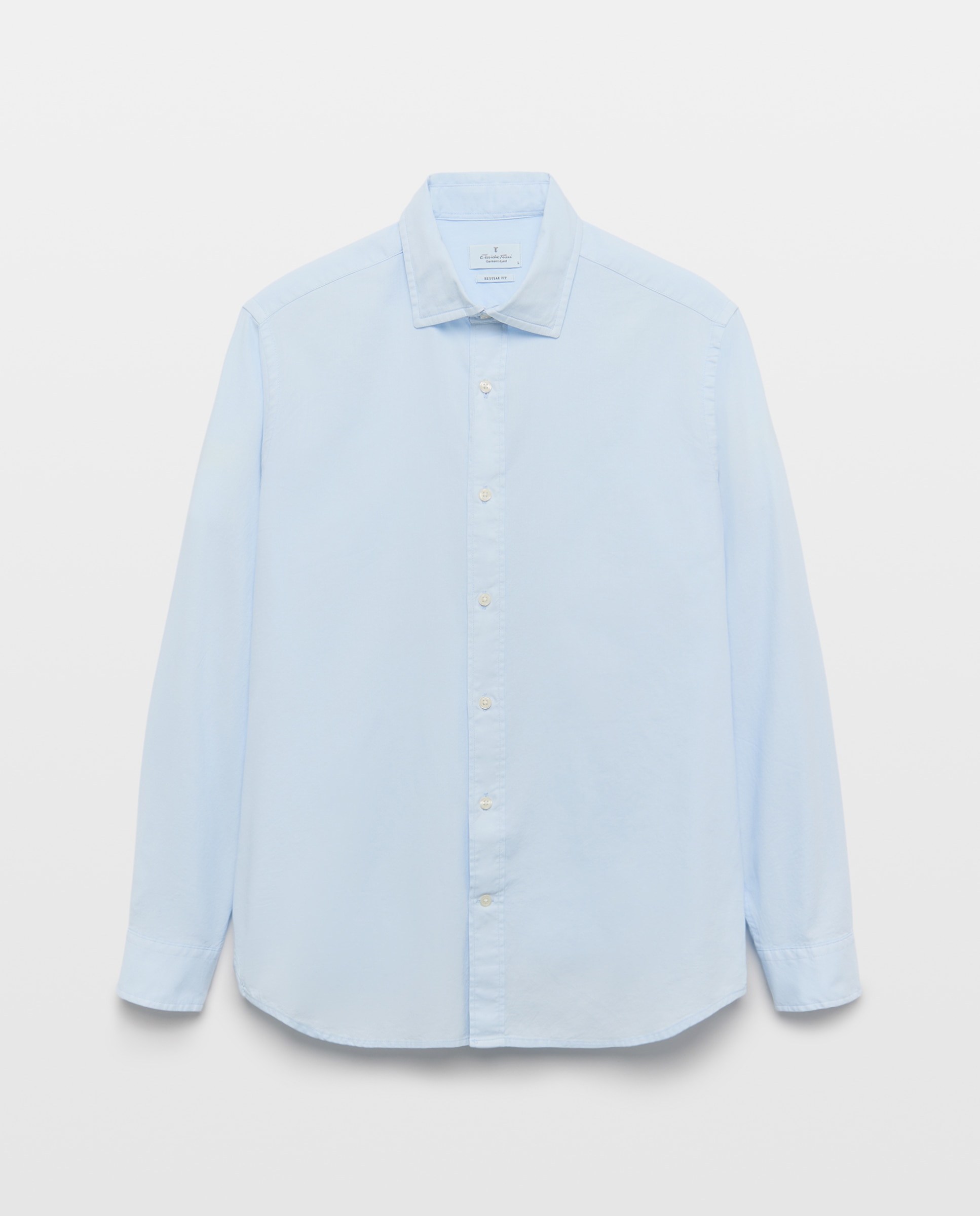 Camisa Casual de Manga Comprida Azul-claro-4