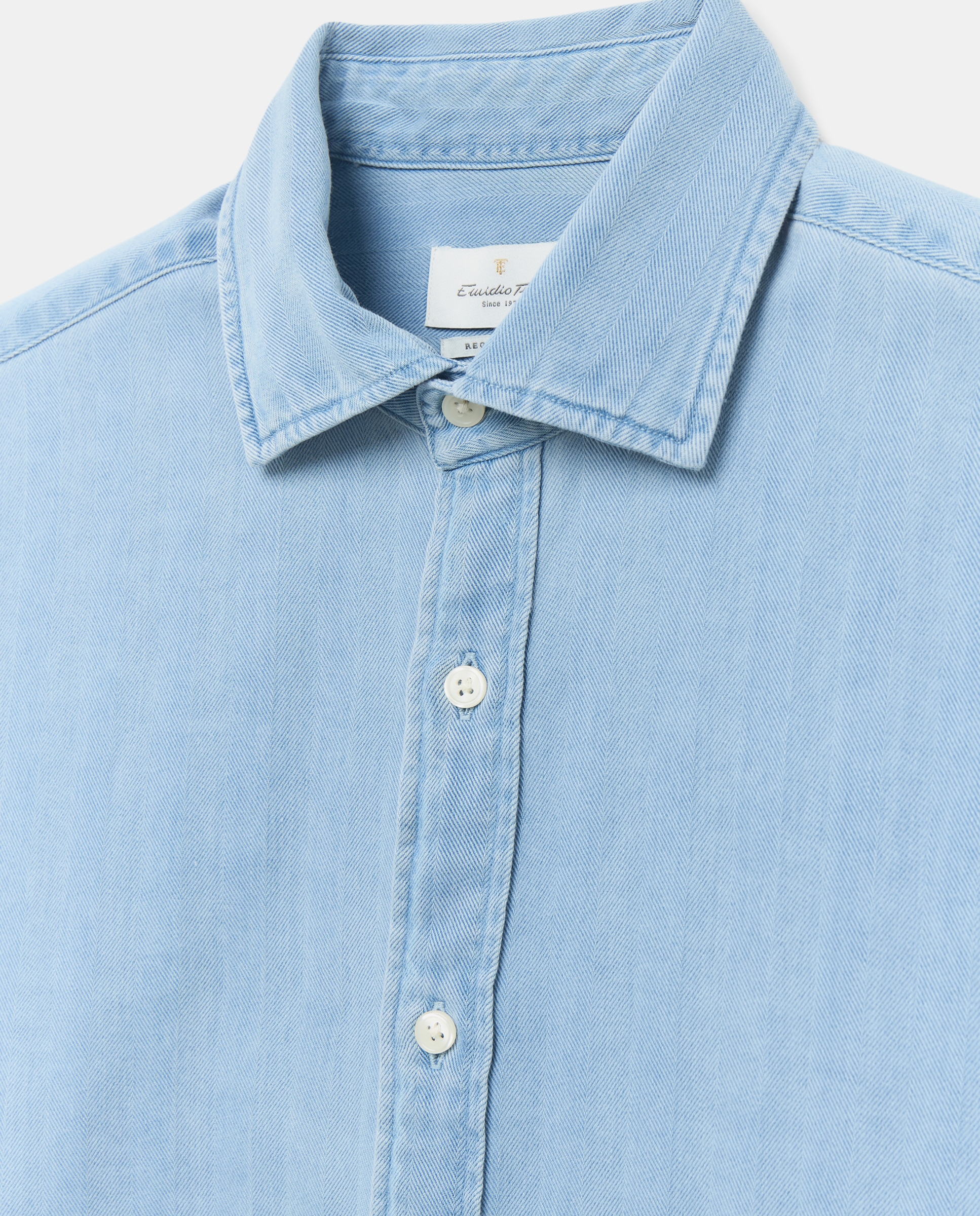 Camisa Casual de Ganga com Manga Comprida Azul-5