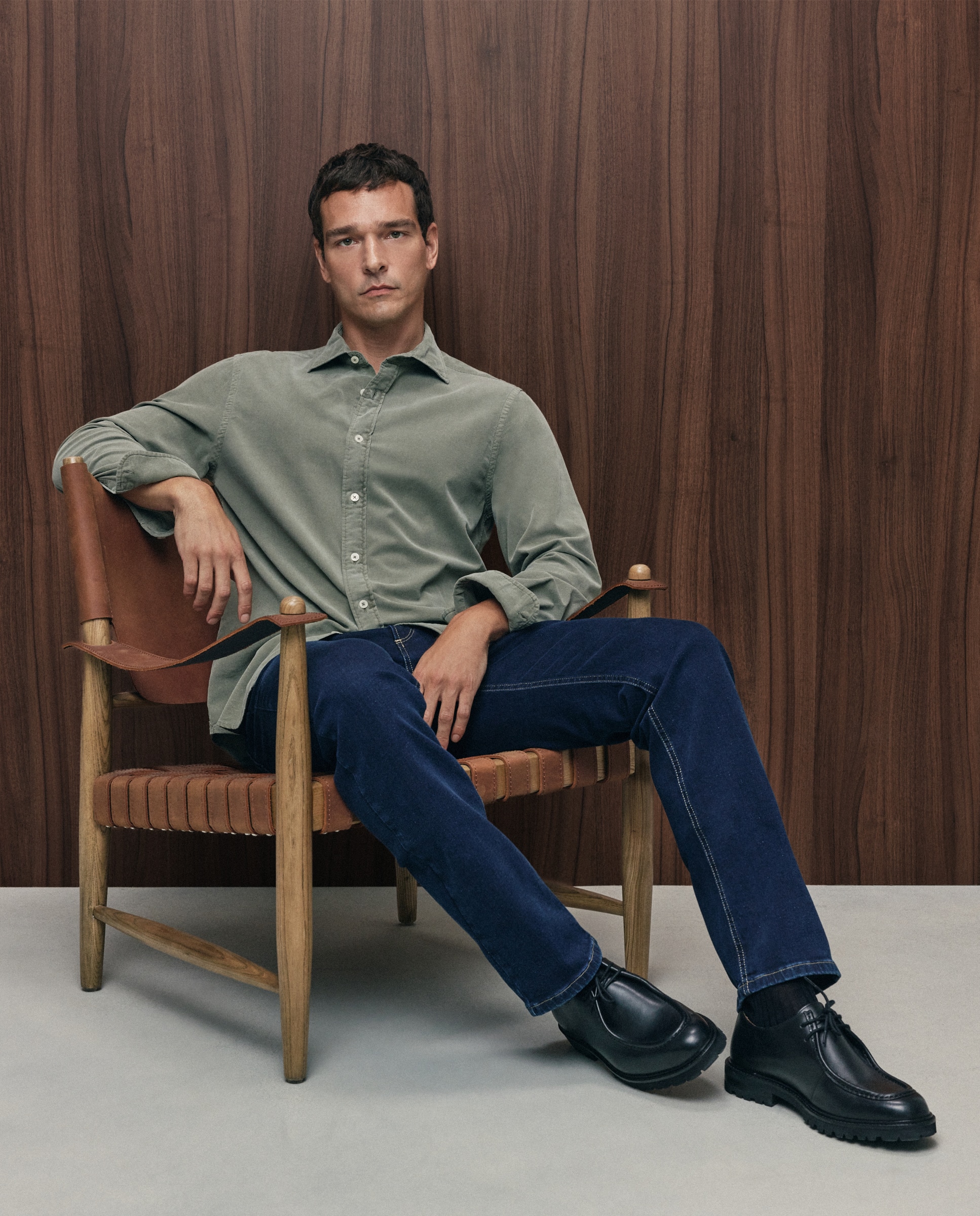 Imagen 0 de Camisa denim hombre manga larga Verde