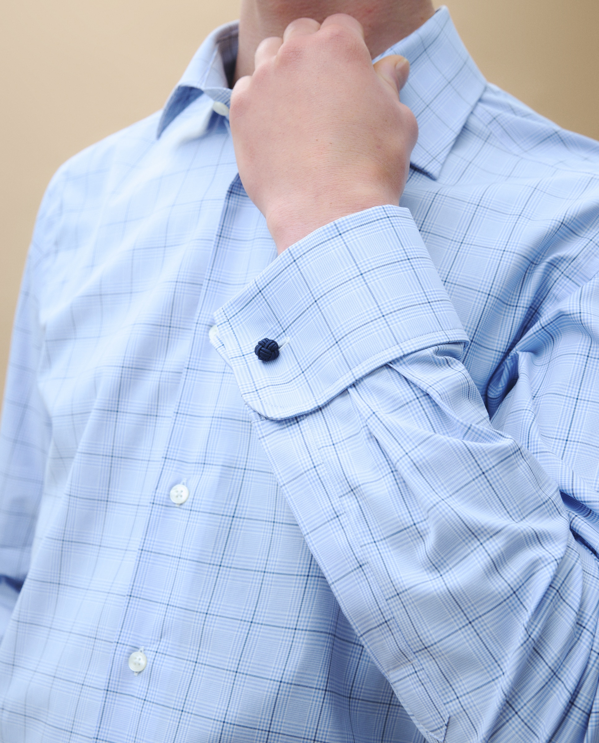Camisa Clássica com Manga Comprida Azul-2