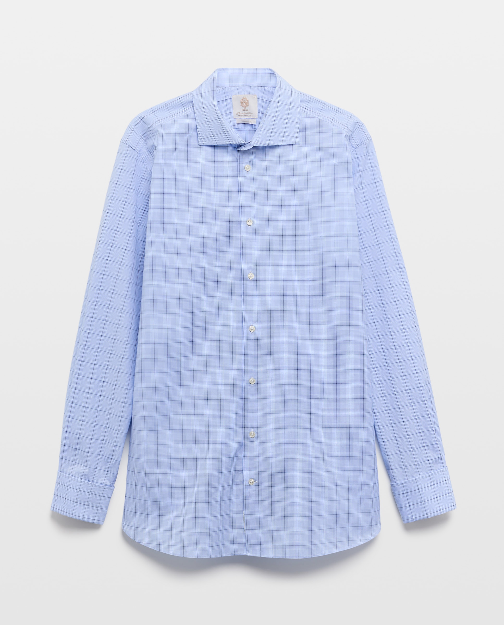 Camisa Clássica com Manga Comprida Azul-6