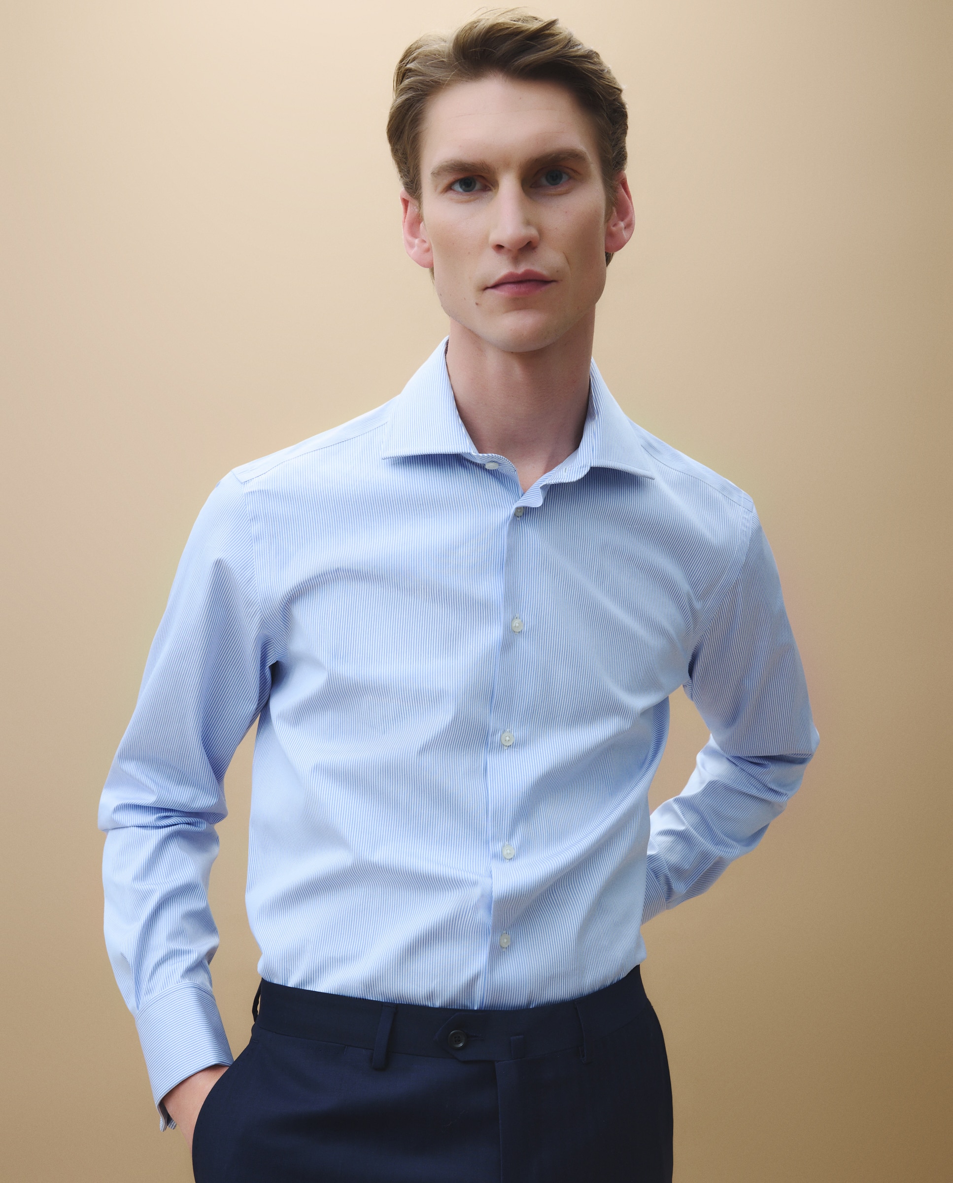 Imagen 0 de Camisa vestir manga larga de hombre Azul
