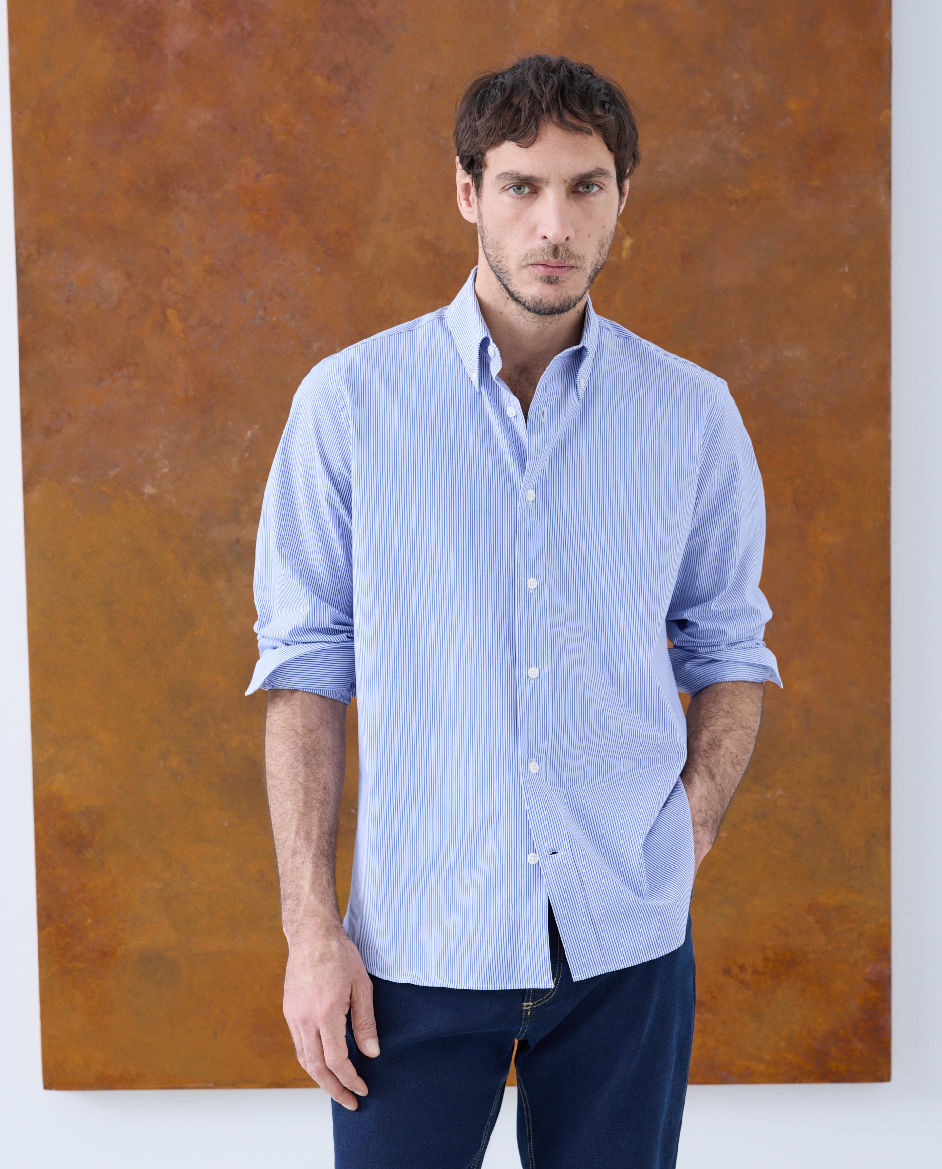 Camisa sport hombre manga larga - Emidio Tucci - Azul Azul-2