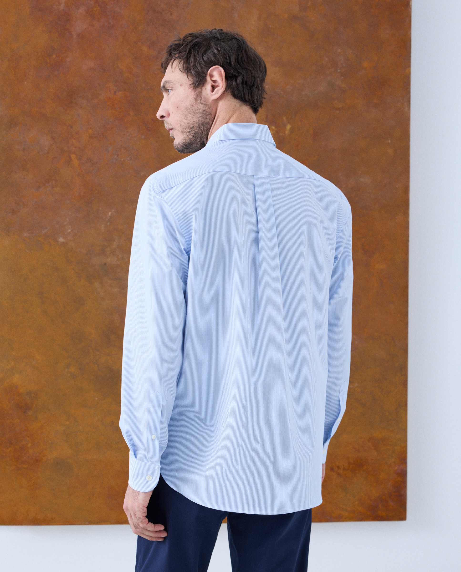 Camisa Casual de Manga Comprida Azul-claro-3