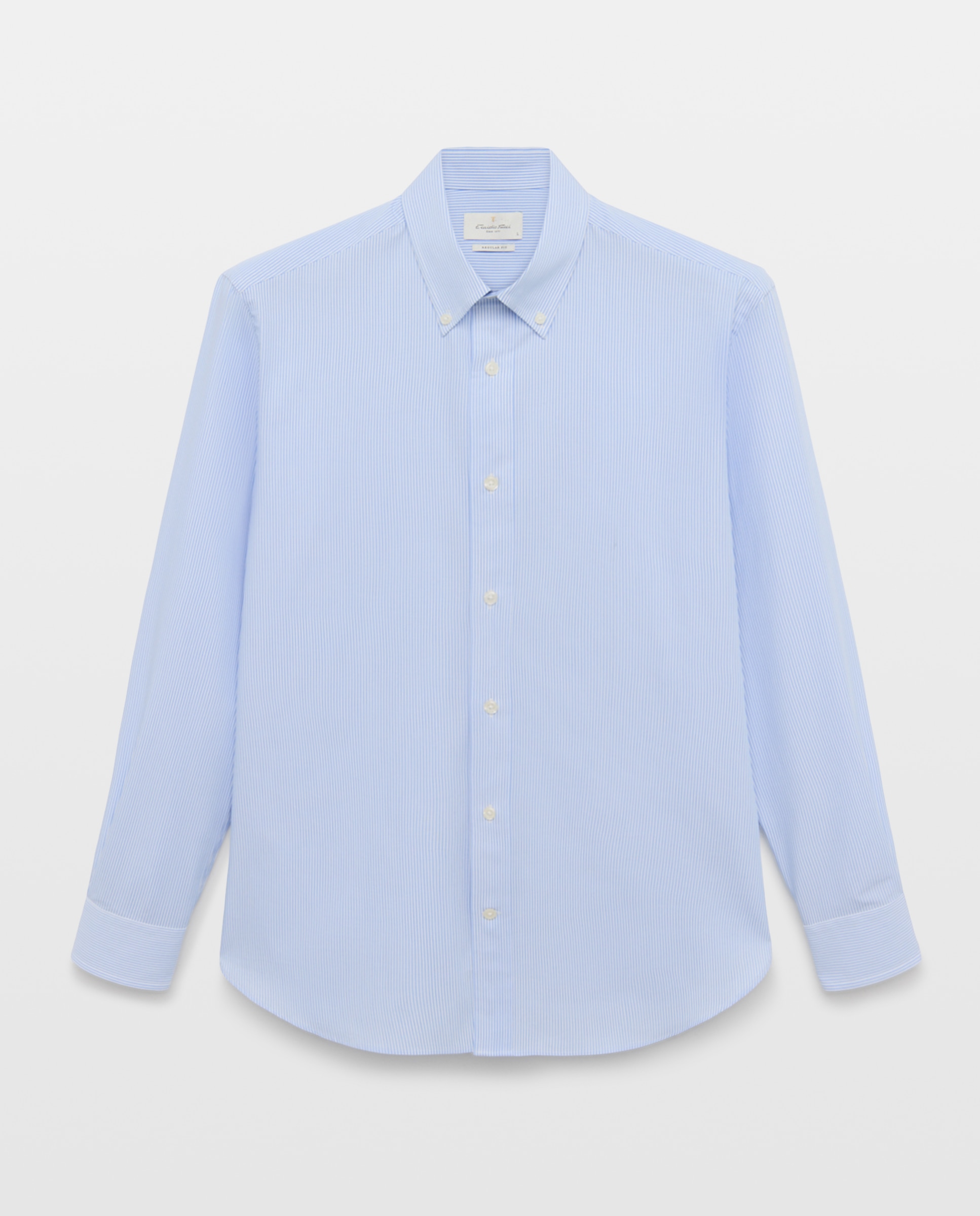 Camisa Casual de Manga Comprida Azul-claro-4