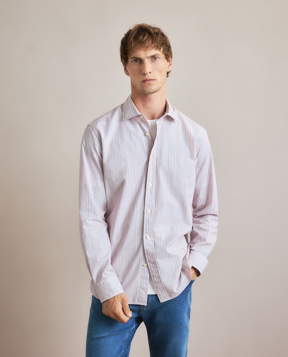 Camisa Casual de Manga Comprida Vermelho/Grená-1