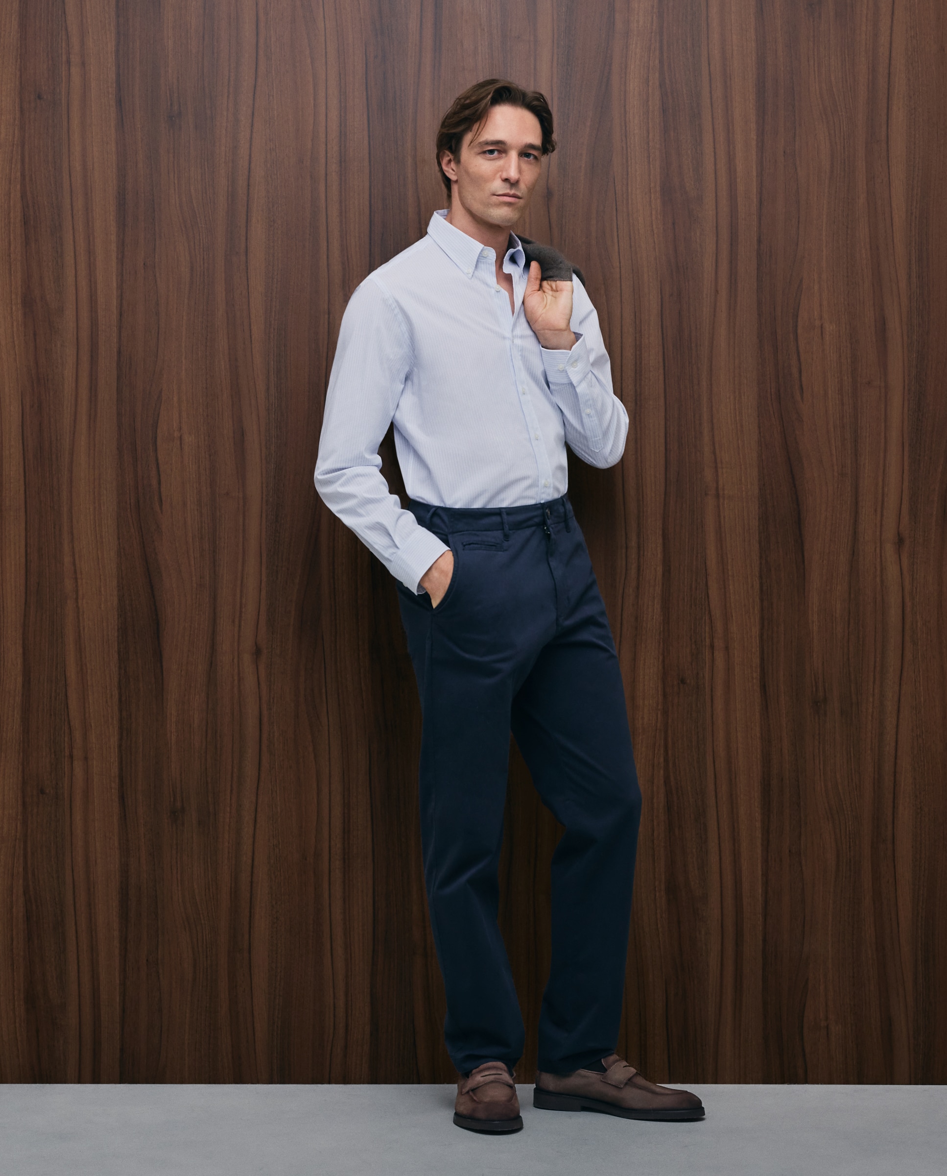 Camisa sport raya algodón elastano regular fit hombre 90% algodón 10% elastano - Emidio Tucci - Blanco Blanco-2