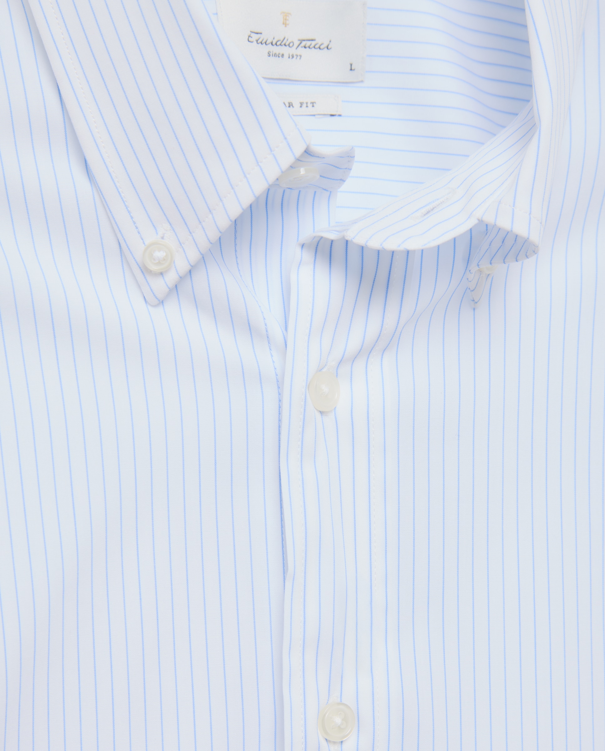 Camisa sport raya algodón elastano regular fit hombre 90% algodón 10% elastano - Emidio Tucci - Blanco Blanco-5