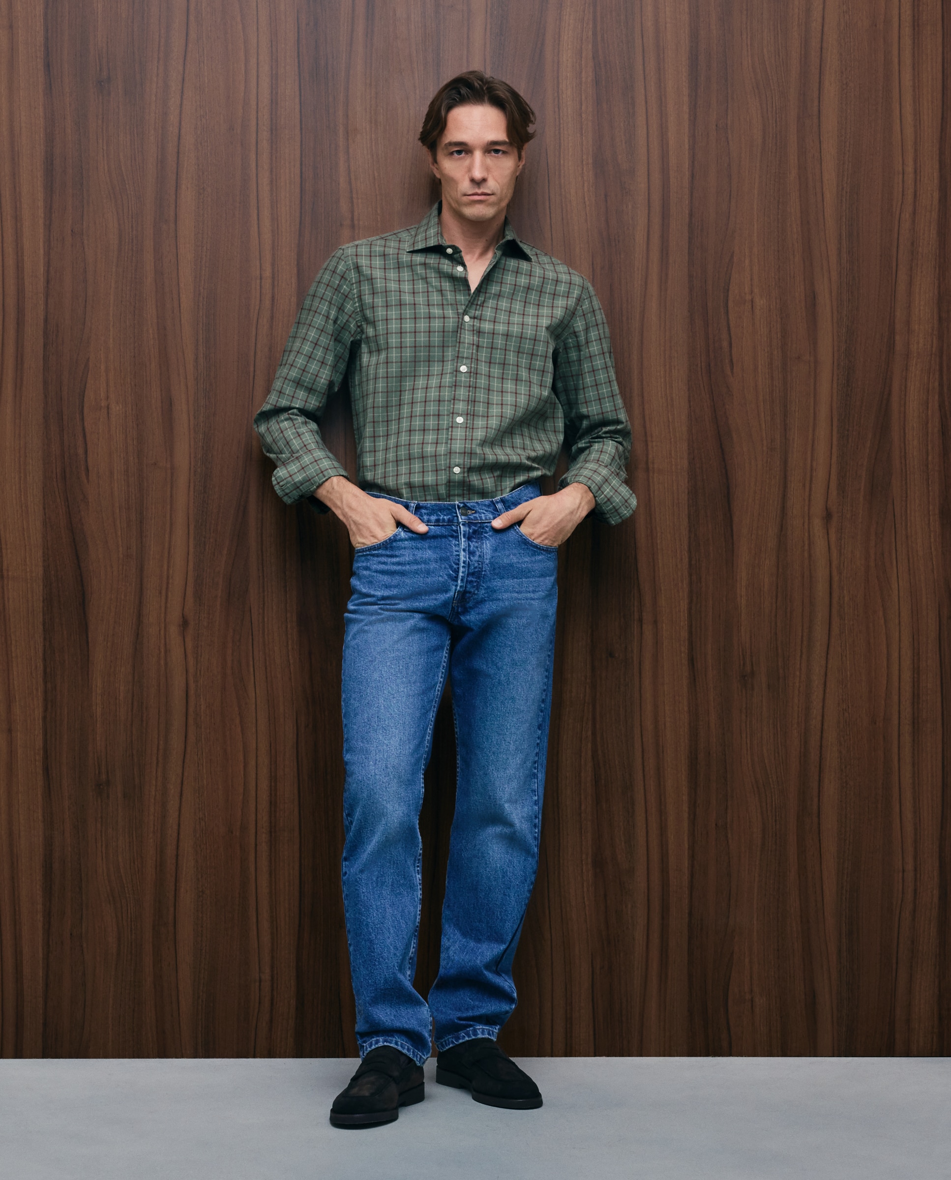 Camisa Casual de Sarja com Lavagem Verde-2