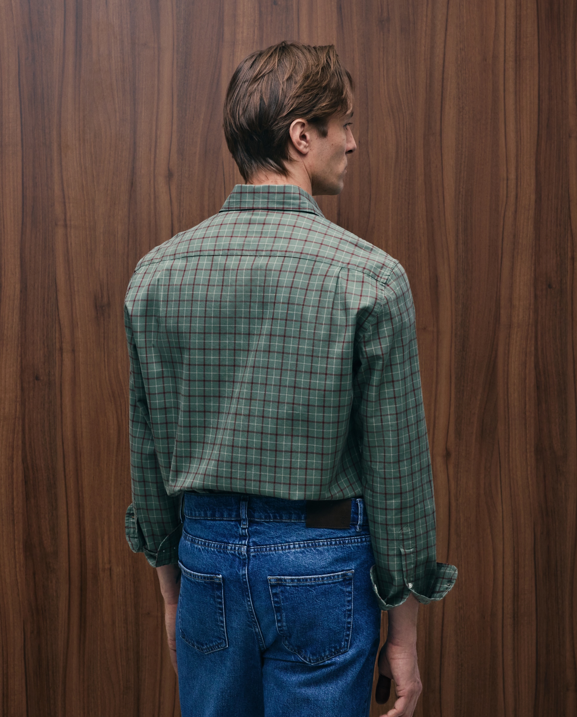 Camisa Casual de Sarja com Lavagem Verde-3