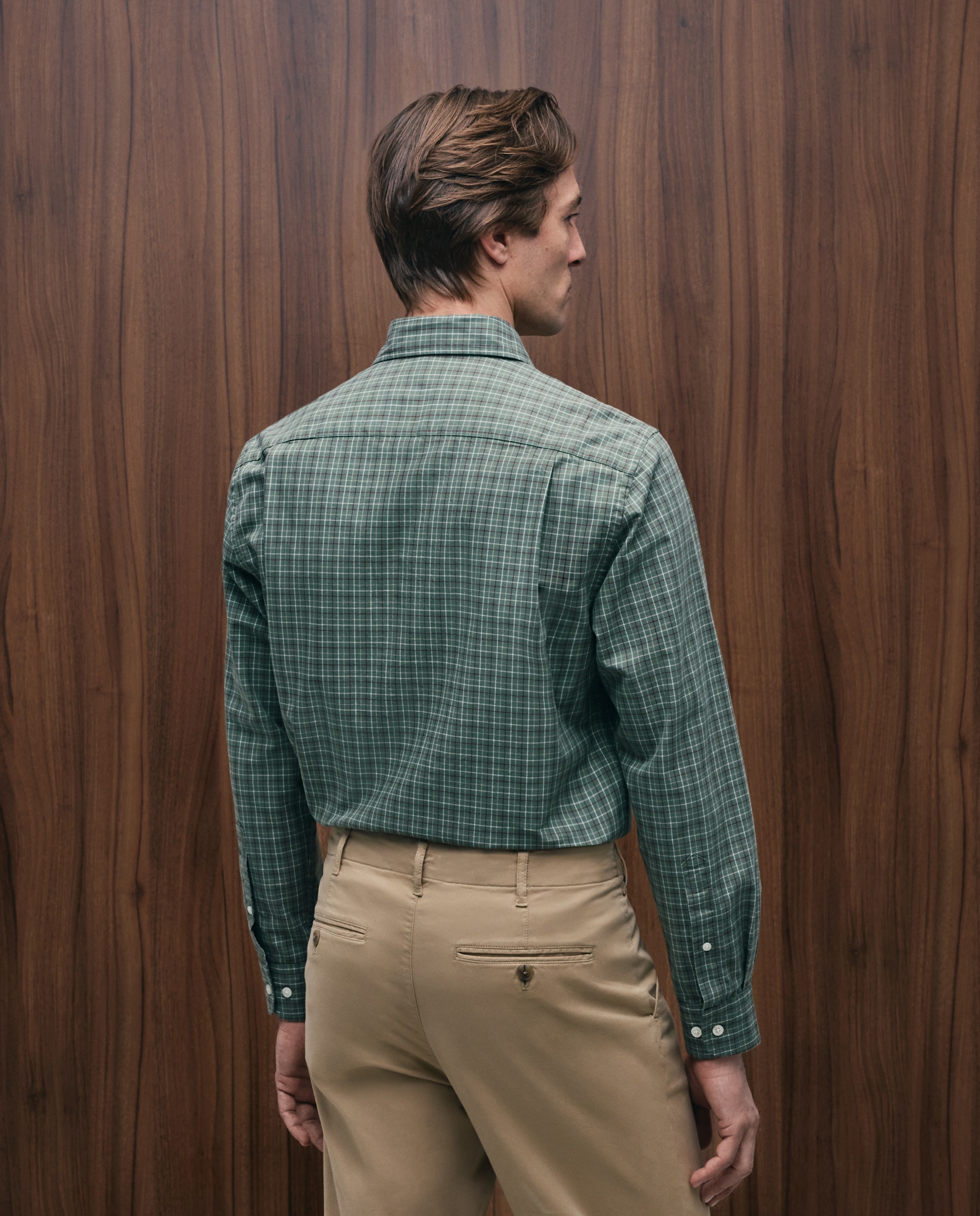 Camisa Casual de Sarja com Lavagem Verde-3
